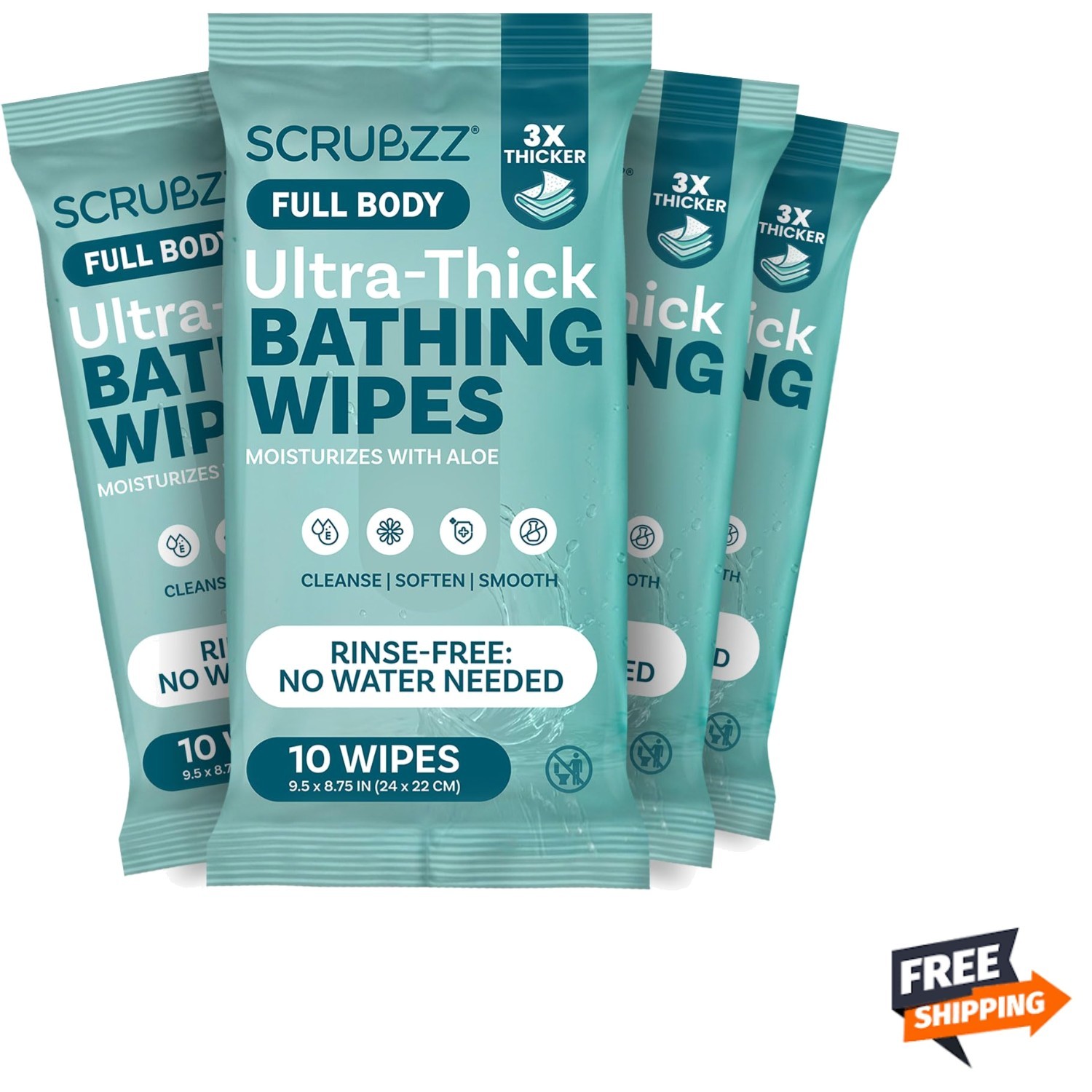 Extra Large Bath Wipes Disposable Thick Hypoallergenic Rinse-Free Body
