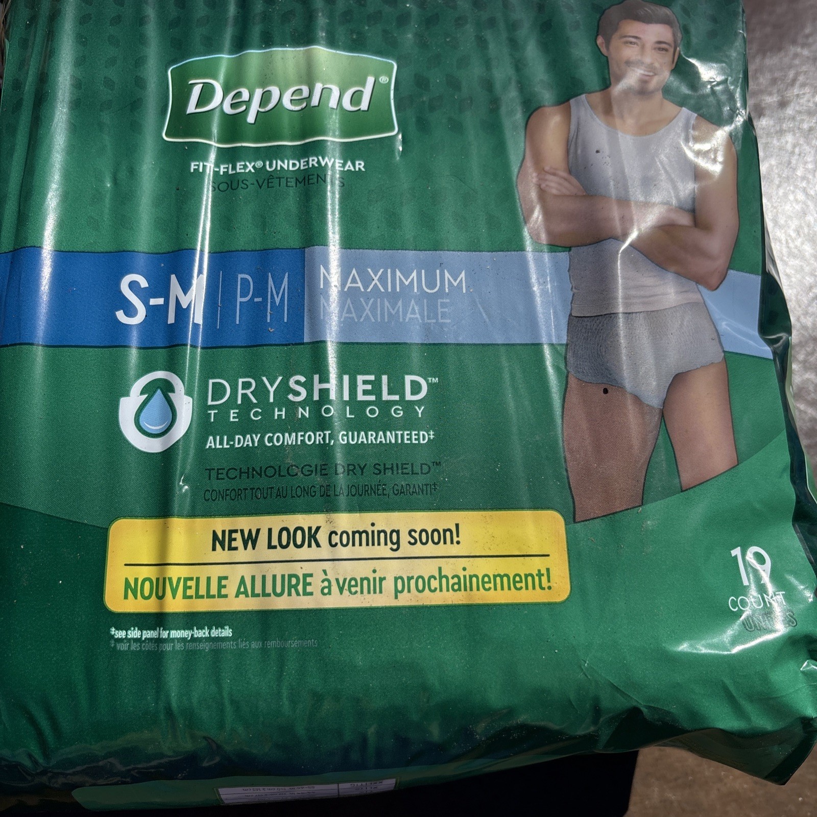 Depend Fit Flex Underwear S-M Maximum Dryshield Technology 19Ct For Men 26″-34″