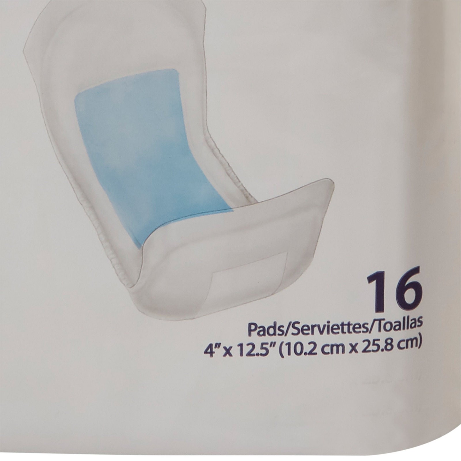 Sure Care Unisex Incontinent Pad Contoured 4 x 12.5″ 1140A Night-time 16 Ct
