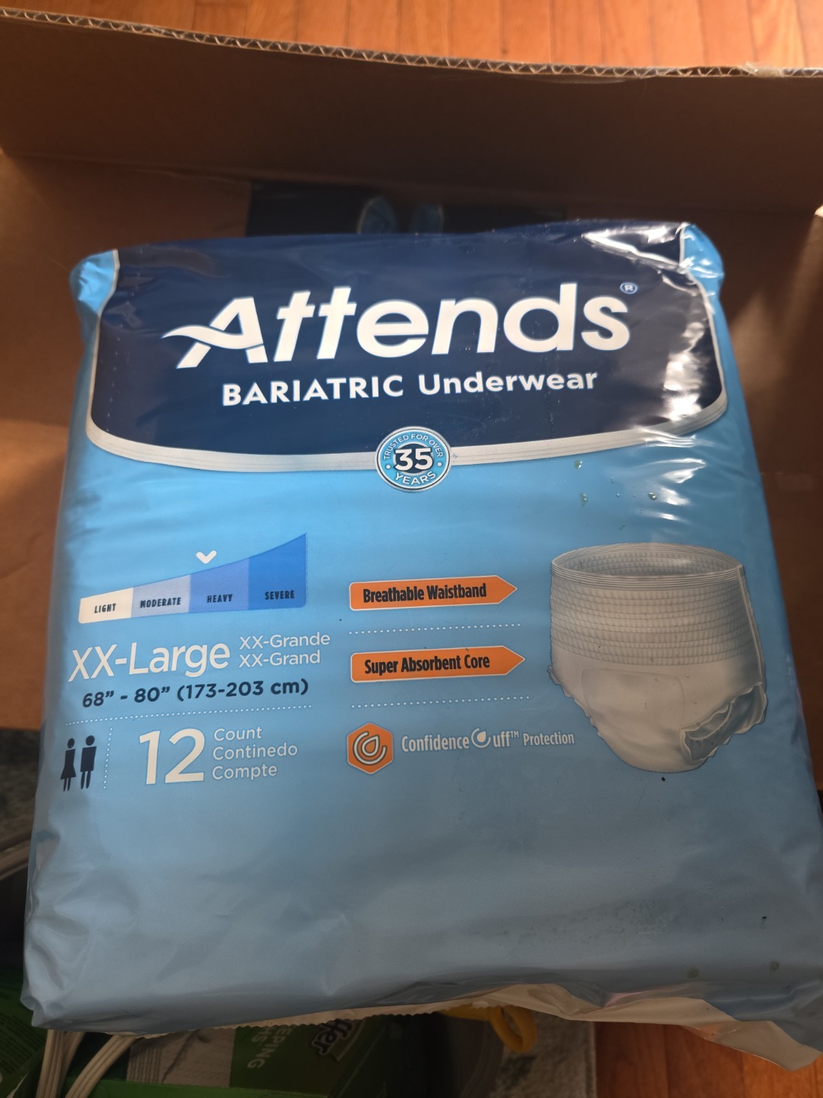 Attend Bariatric Protective Underwear XXL 80″ Waist – 12 count