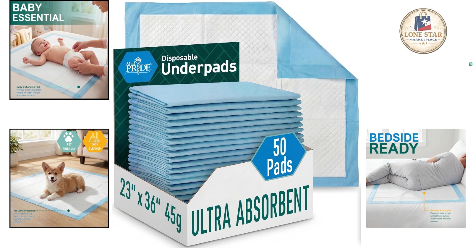Comfortable 23×36 Disposable Bed Pads – 50 Count for Easy Clean-Up & Safety