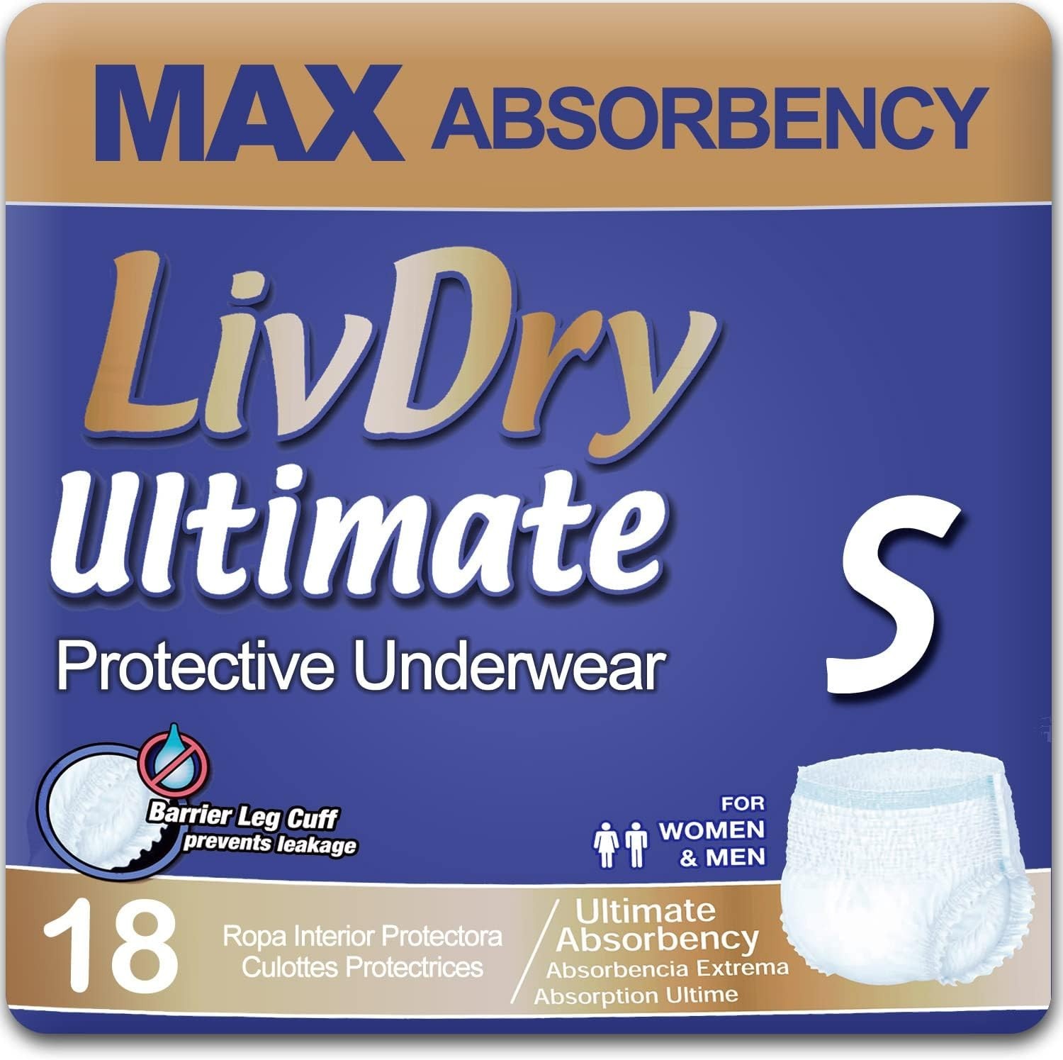 Ultimate Adult Incontinence Underwear High Absorbency Leak Cuff Protection Small