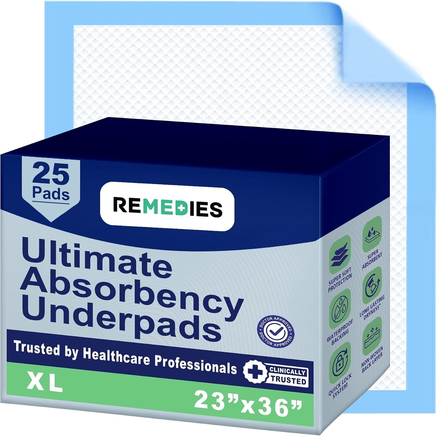 Large Disposable Bed Pads for Incontinence, 23″ X 36″, 25 Count | Absorbent C…