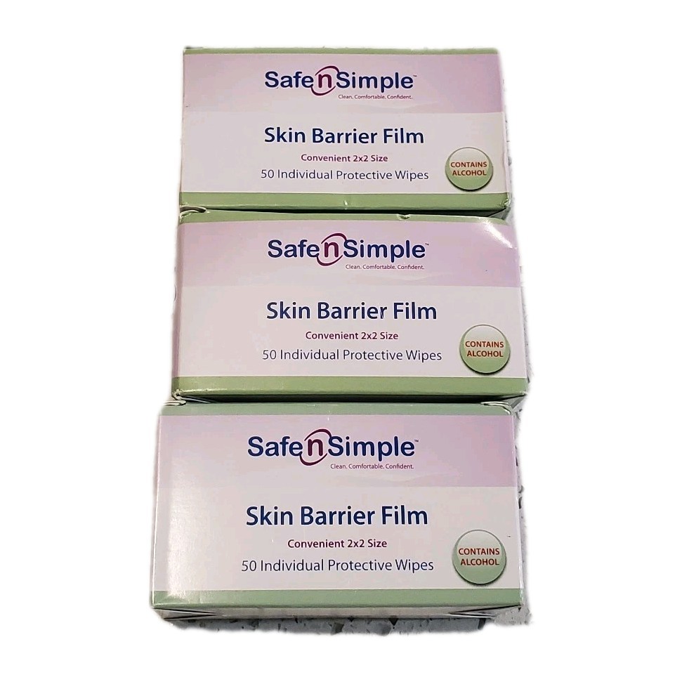 Safe N Simple Cleanser Skin Barrier Film 3 Boxes 50 Wipes In Each 2×2