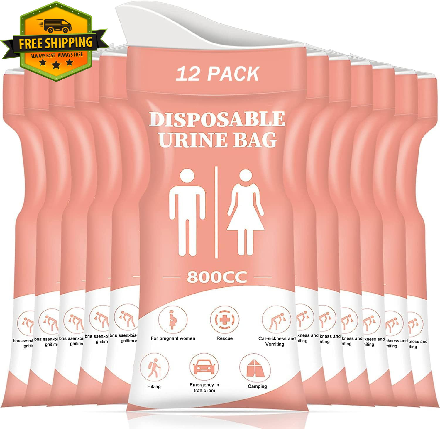 24PCS Disposable Urine Bags 800ML Portable Emergency Travel Urinal Set