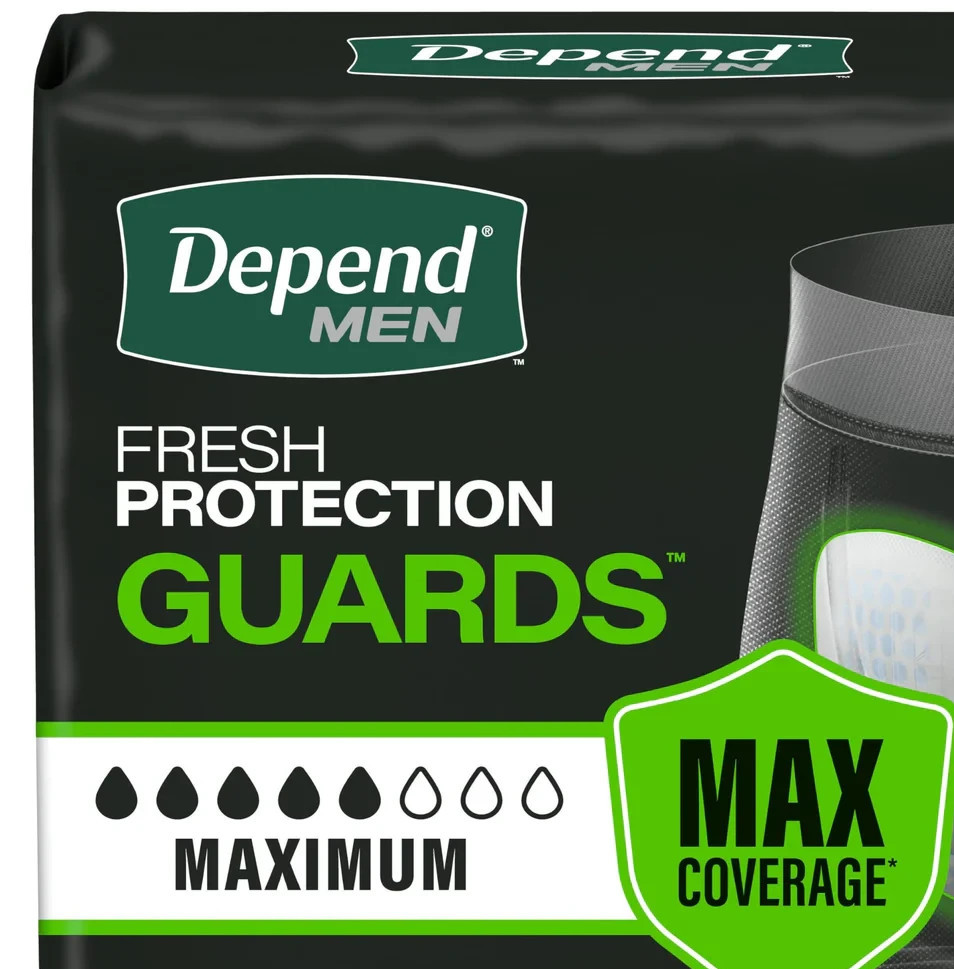 Depends Men 84 Fresh Protection Guards Max Coverage Odorblock