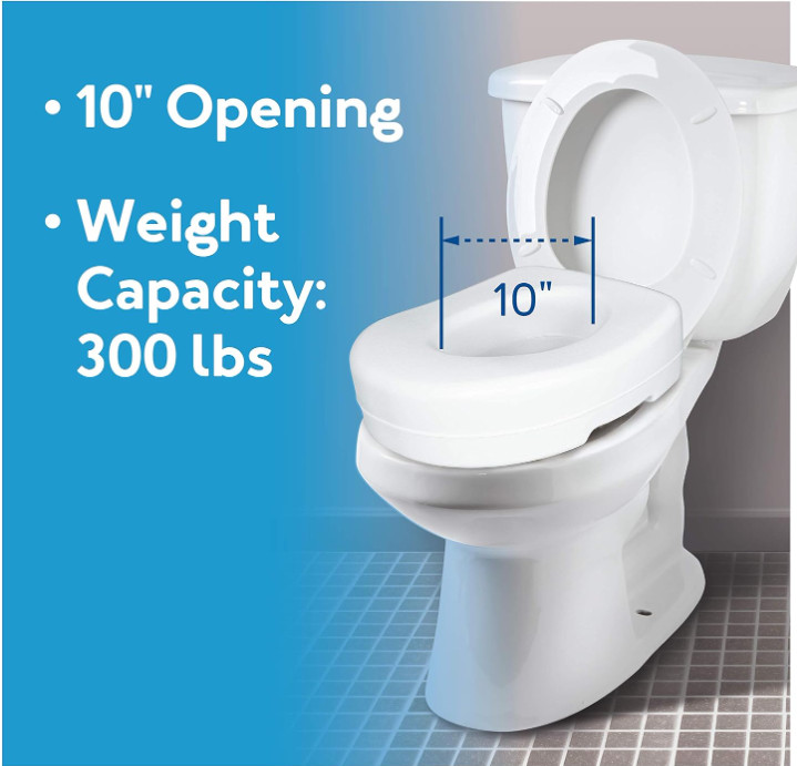 Carex Economy Raised Toilet Seat, 5.5” White, 300 lb Capacity