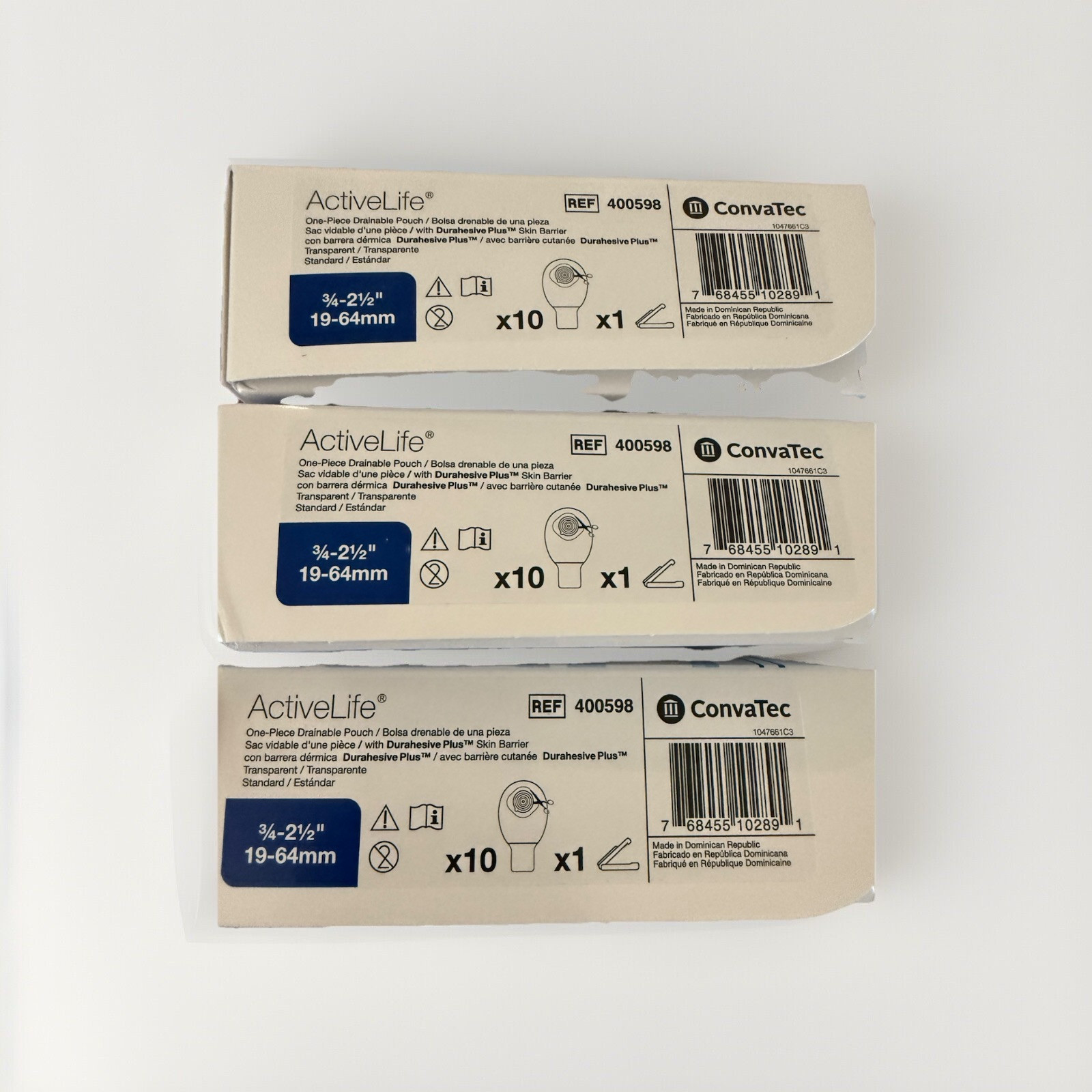 30 Ct /3 Box Convatec 400598 Active Life One-Piece Drianable Pouch NEW! Exp 2030