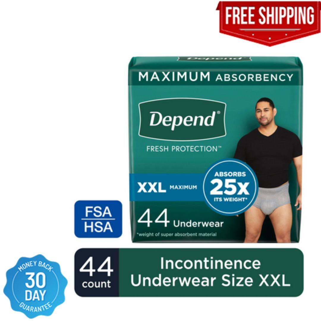 Depend Fresh Protection FIT-FLEX Incontinence Underwear for Men Maximum XXL 44 ✅
