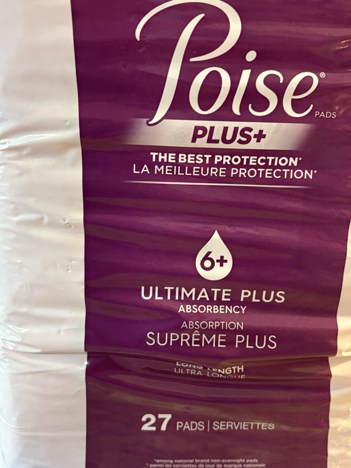 Poise Supreme Plus Ultimate Plus 6+ Long Length 27 Pads Brand New Sealed