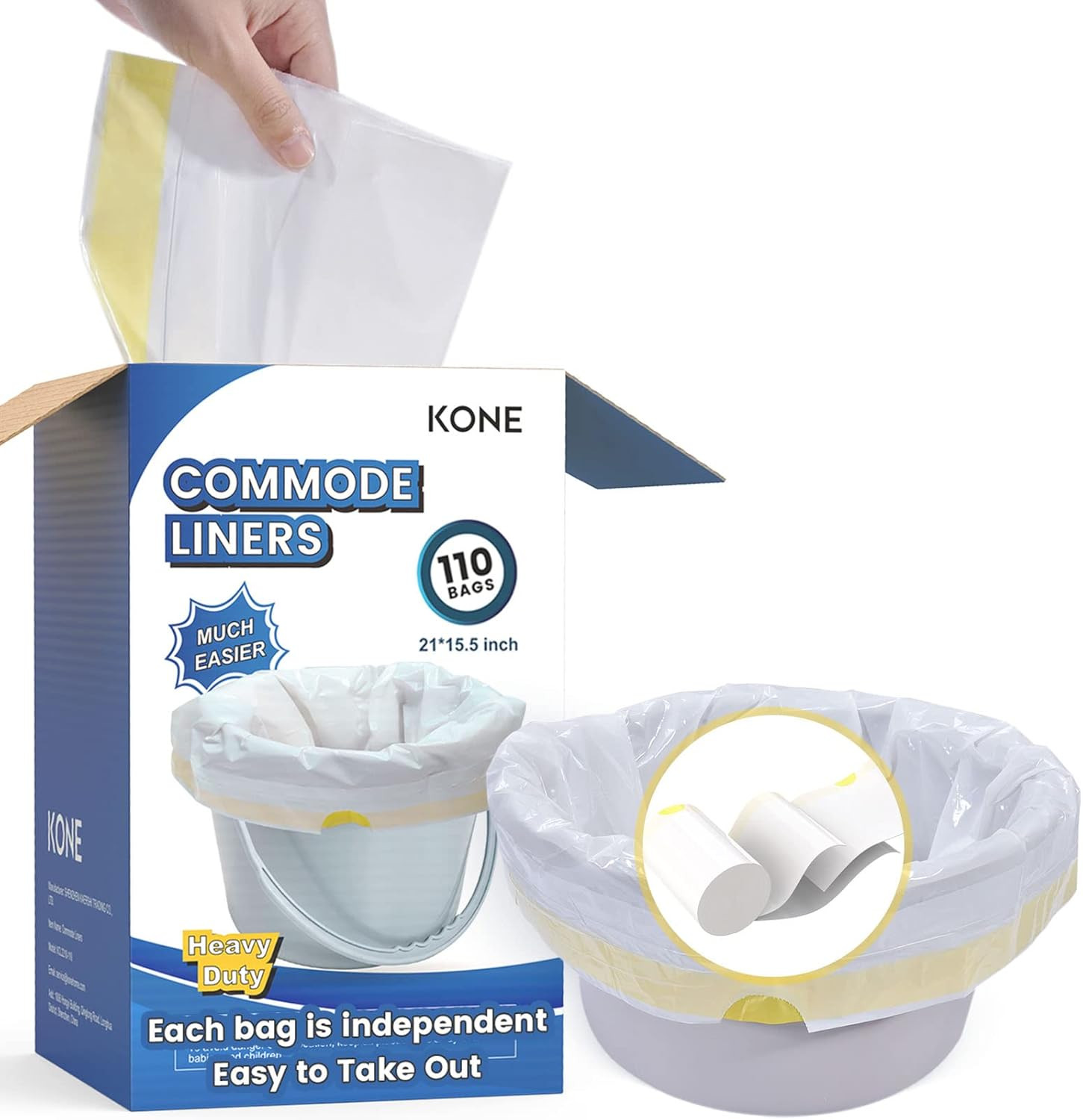 110 Count Commode Liners Disposable Waste Bags Fits All Standard Bedside Portabl