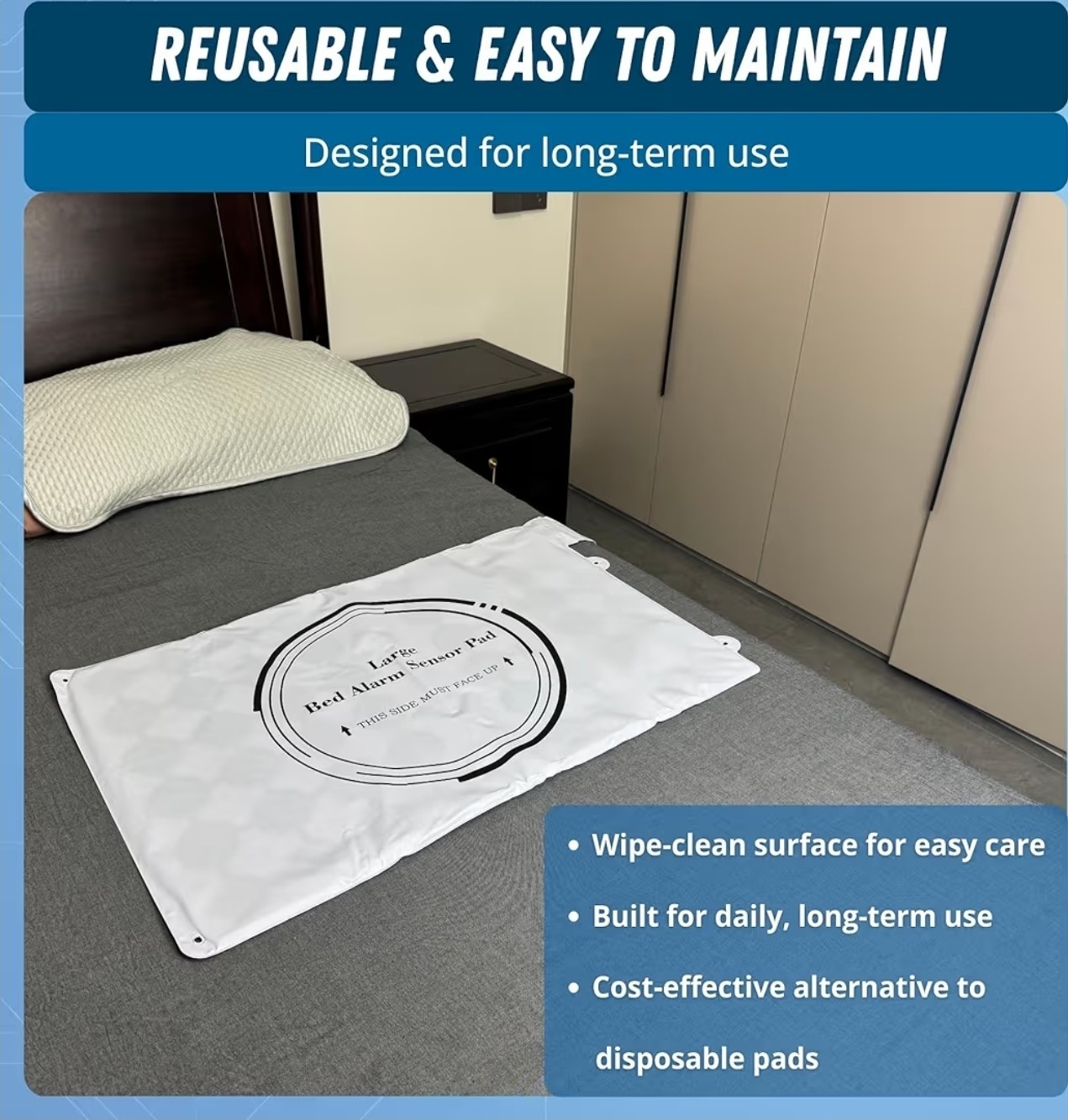 NEW Bed Alarm Pad & Pager Set Fall Prevention Dementia & Alzheimer’s Care 20×30