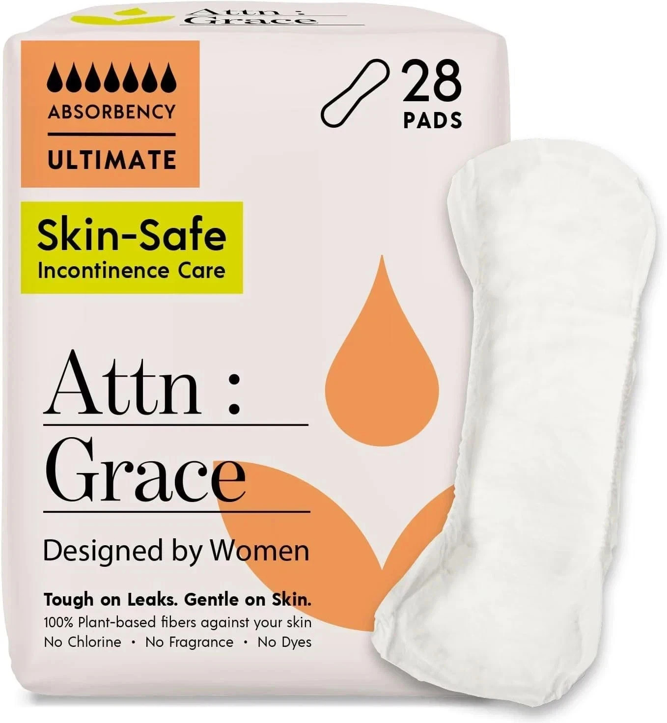 Attn: Grace Ultimate Incontinence Pads for Women, 28-Pack – High Absorbency, Bre