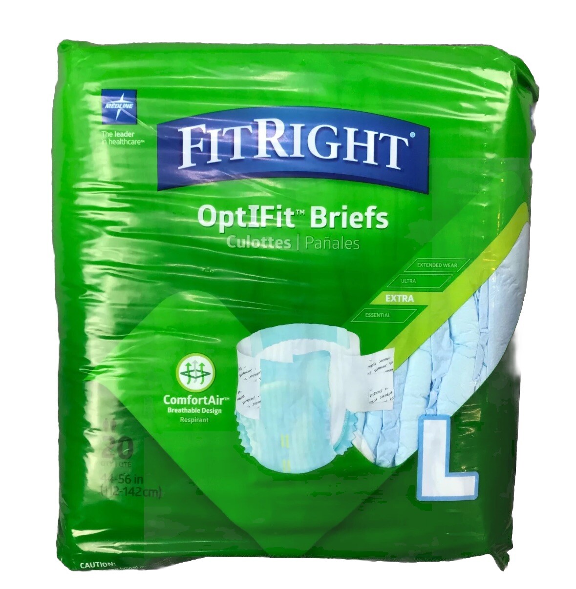 Medline FitRight OptiFit Extra Disposable Brief L 20 Count