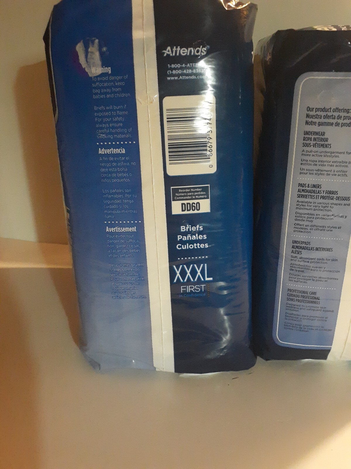 Attends Bariatric Briefs XXX-Large 70″-100″ Two 8 Pcks New DD60 Super Absorbent