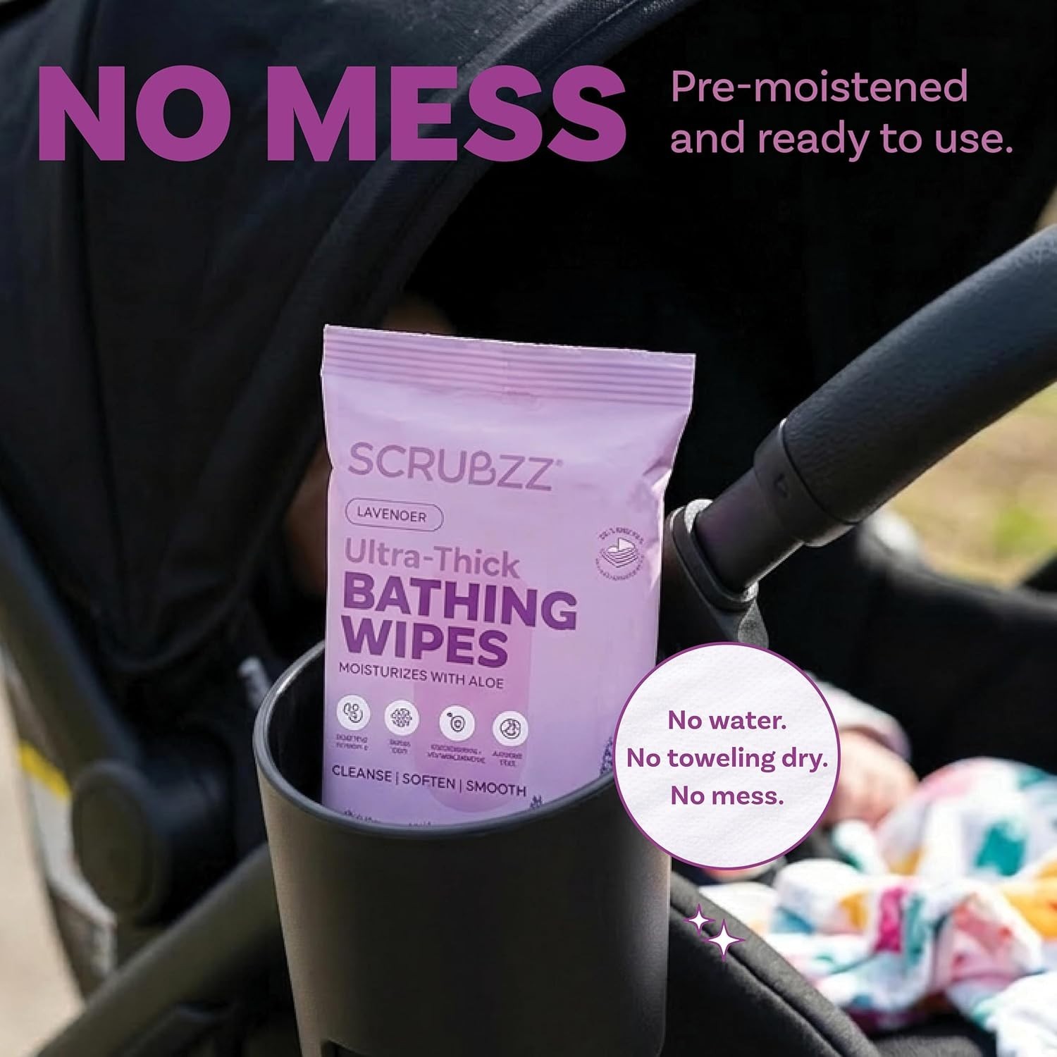 Extra Large Bath Wipes for Adults Bathing No Rinse – 40 Disposable Body Clean…