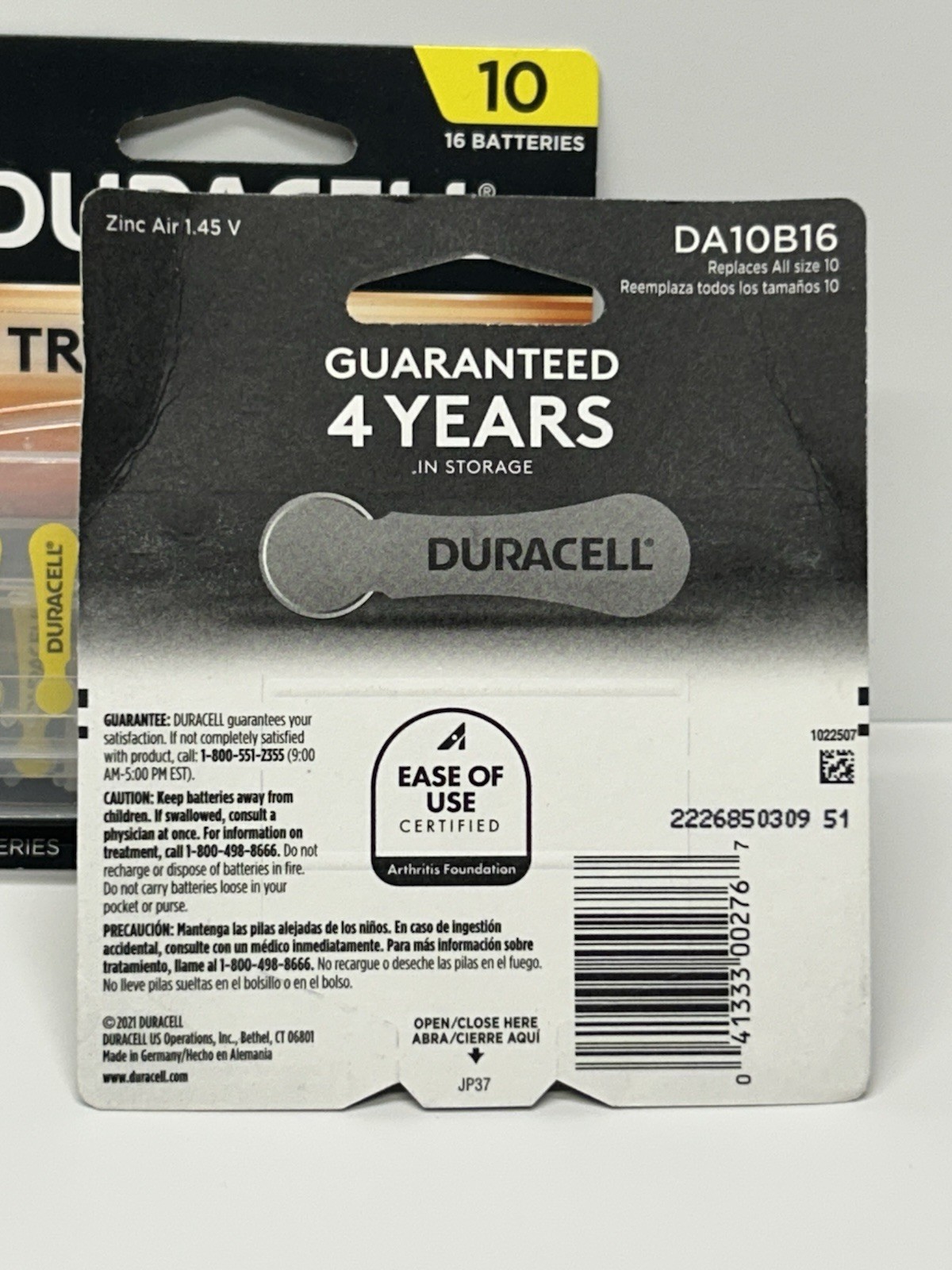 Duracell Size 10 Hearing Aid Batteries 2- 16 ct Packs Best By 3/23 (32 total Ba)