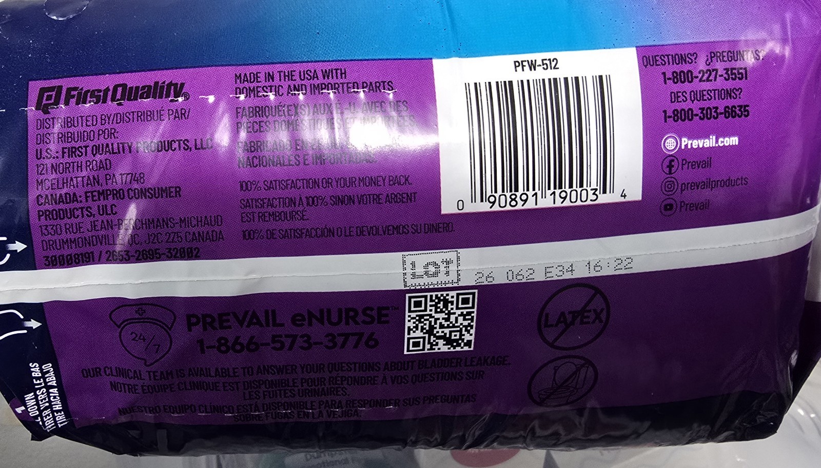 Women’s Prevail Per-Fit Daily Underwear Size Medium 5 Packs of 20 Each = 100