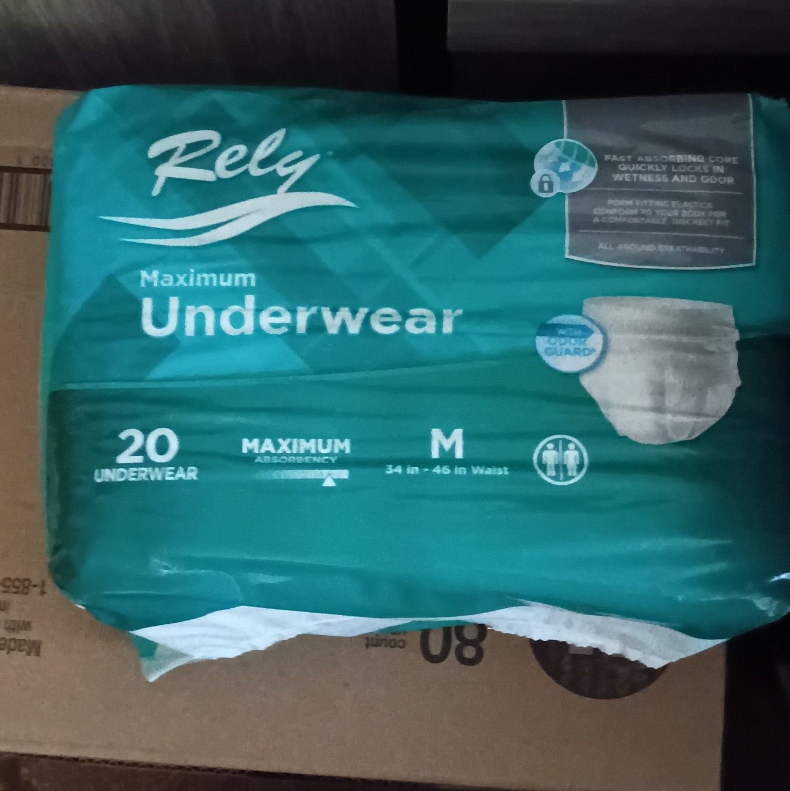Rely Maximum Underwear Incontinence Pants Size M Disposable 20 Ct