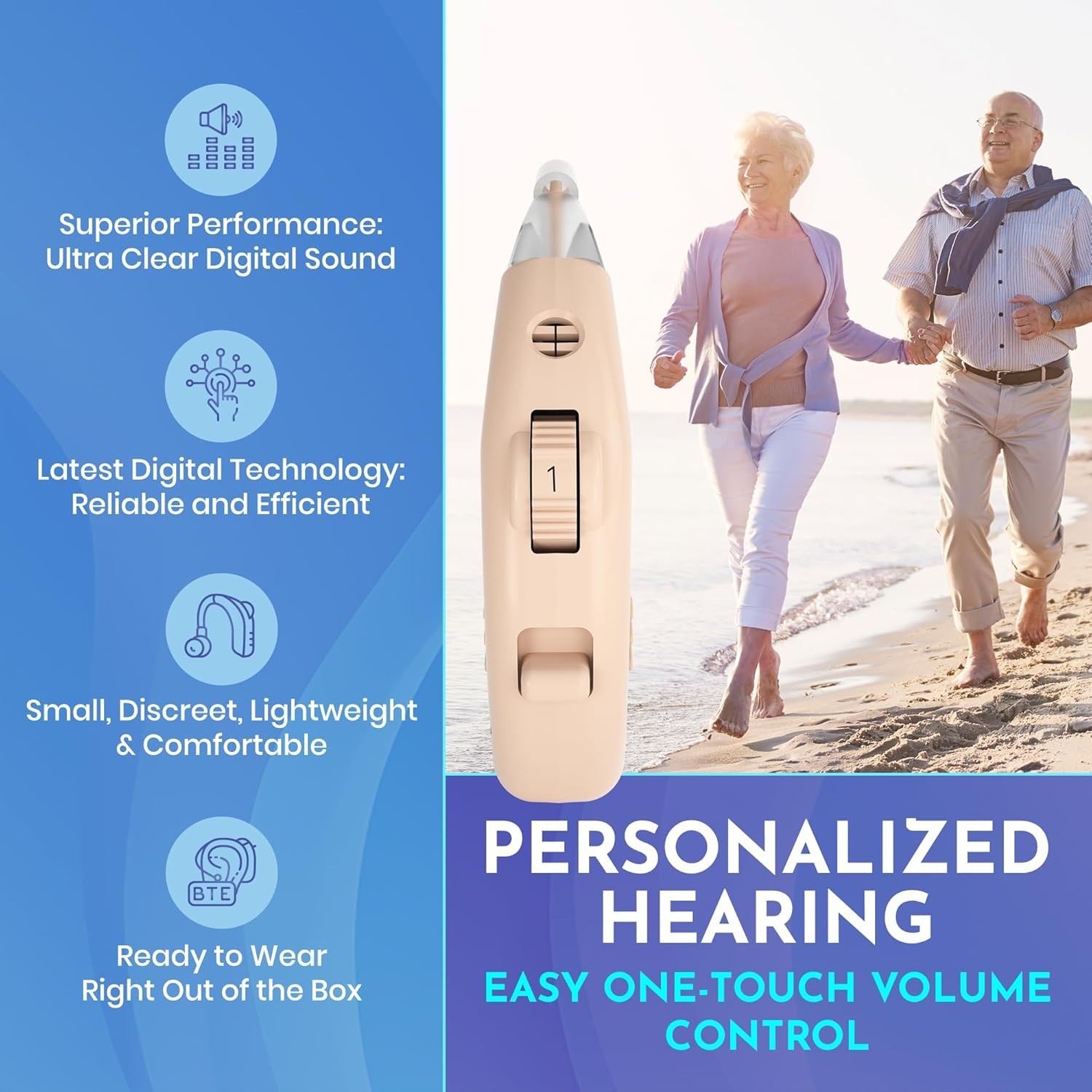 Digital Hearing Amplifier – Pair of 2 Noise Cancelling with One Touch Volume …