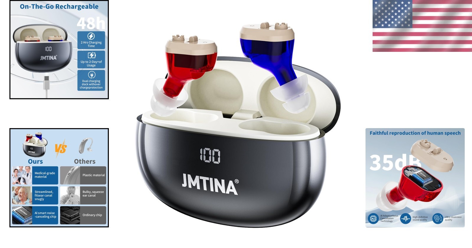 Discreet Hearing Aids with Noise Cancellation – 3 Modes for Personalized Comfort