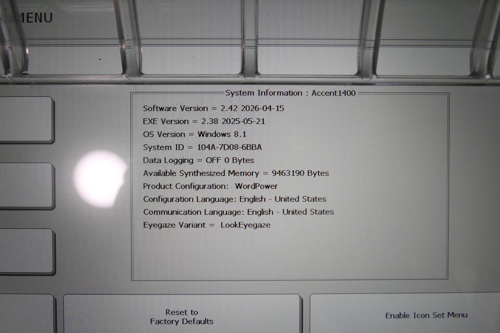Prentke Romich Company Accent 1400 Samsung Model ACN 1400 Tablet