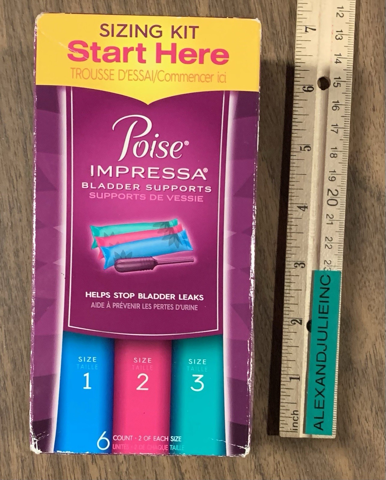 Poise Impressa Bladder Supports Size 1, 2, 3 (6 Count) Sizing Kit NEW 3 sizes