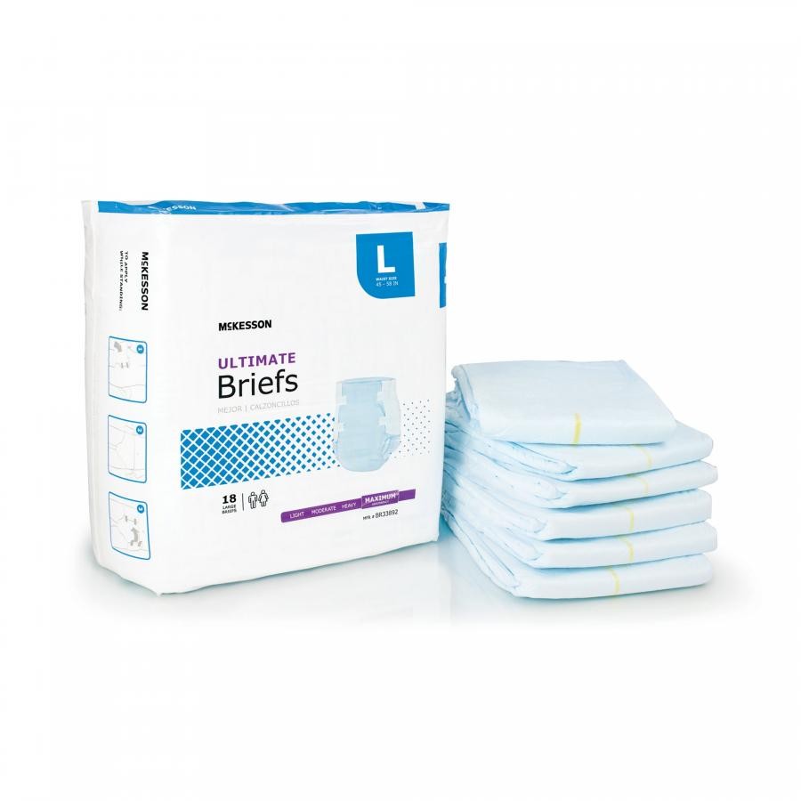 McKesson Ultimate Briefs Adult Large Unisex Refastenable Tabs Heavy Absorb 72