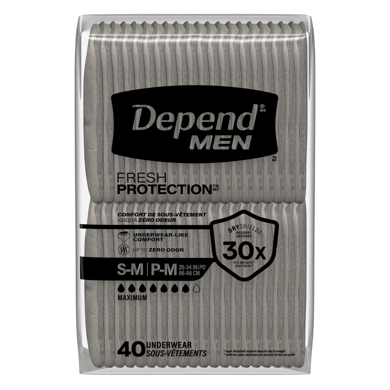 Depend Fresh Protection Incontinence Underwear for Men S/M 80 Count