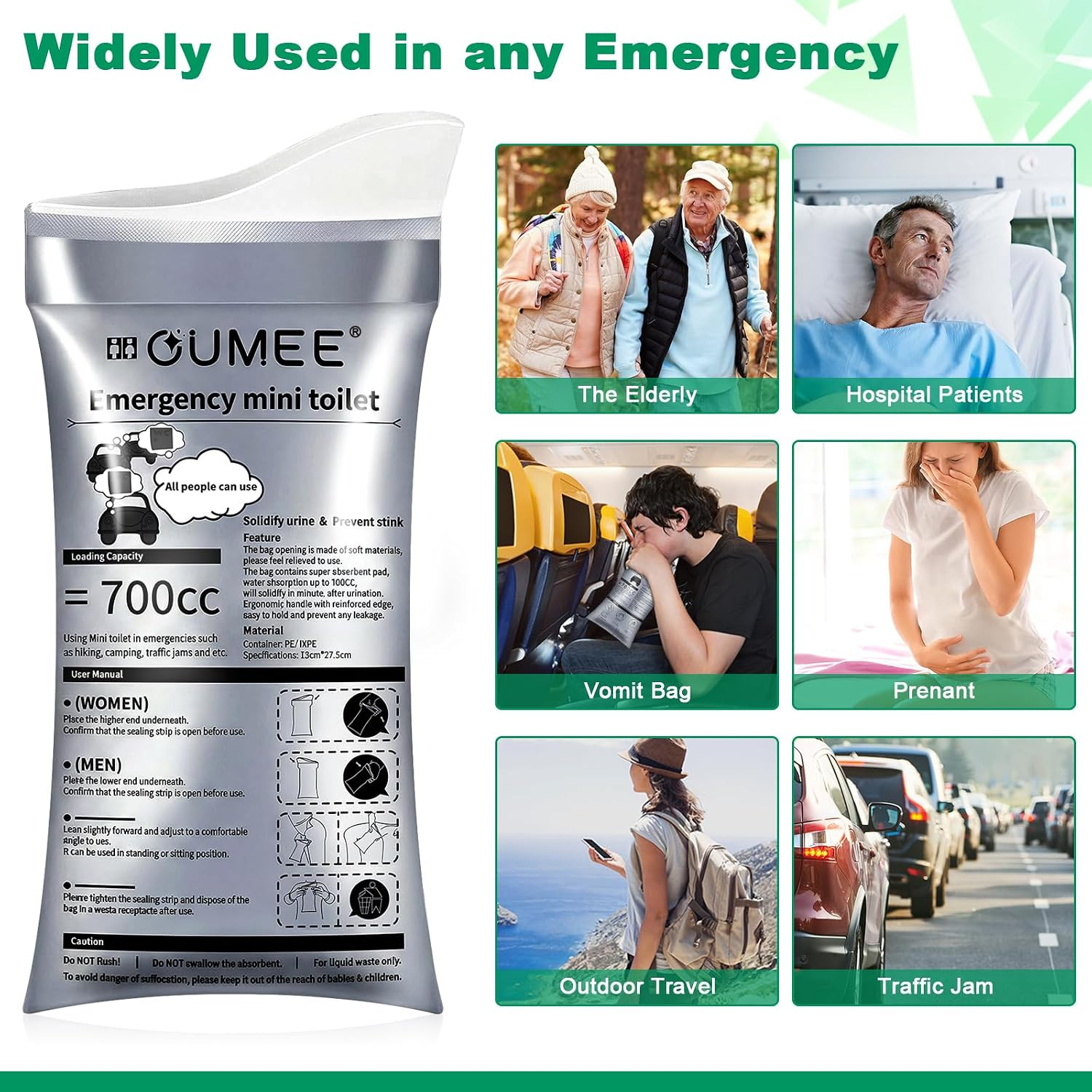 28/23/20/12/ Pack Disposable Urine Bags, 700ML Travel Pee Bags Unisex Urinal Bag
