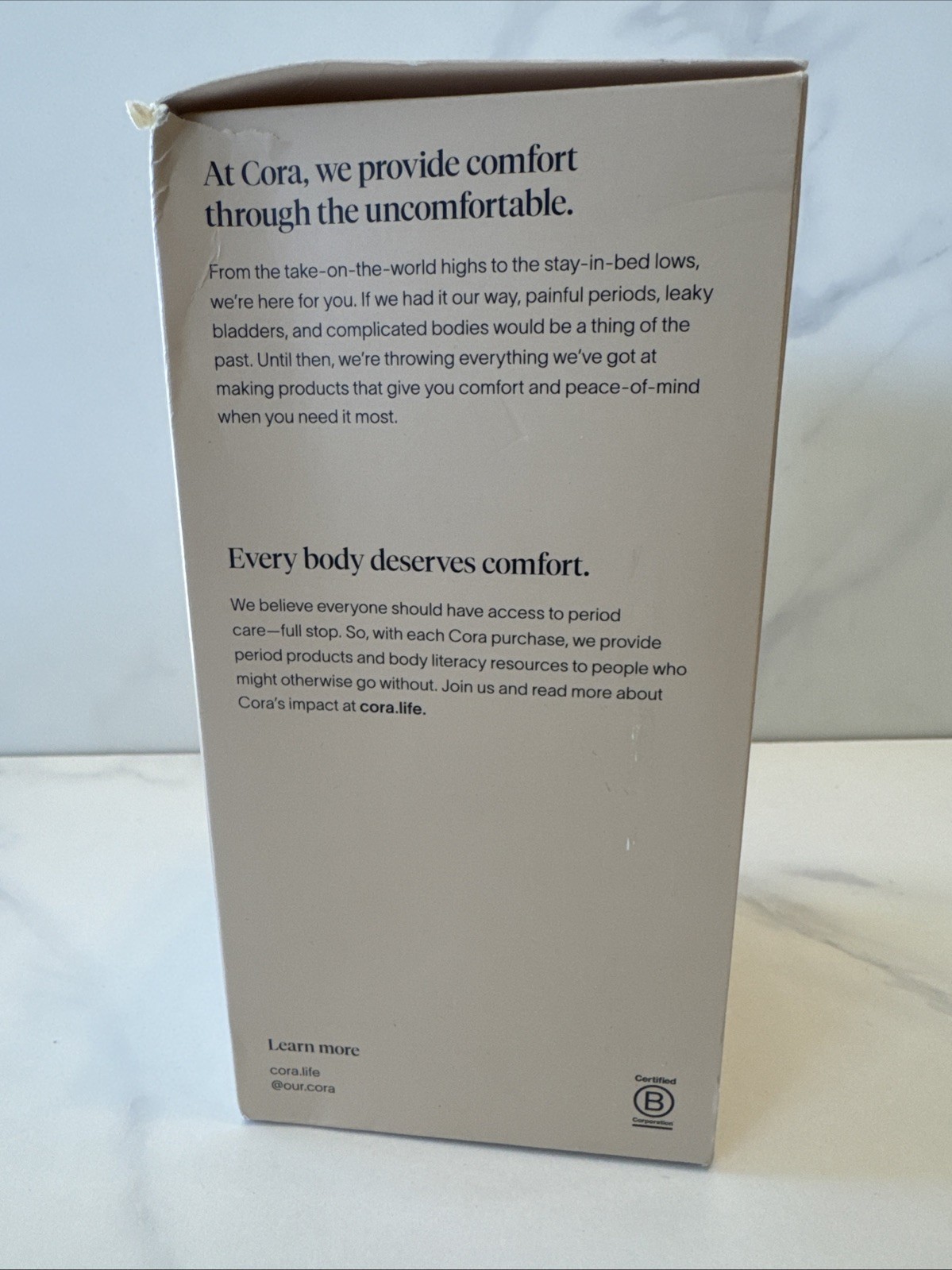 Cora 100% Organic Cotton Topsheet Bladder Liners, Long Length (30 Count) NIB