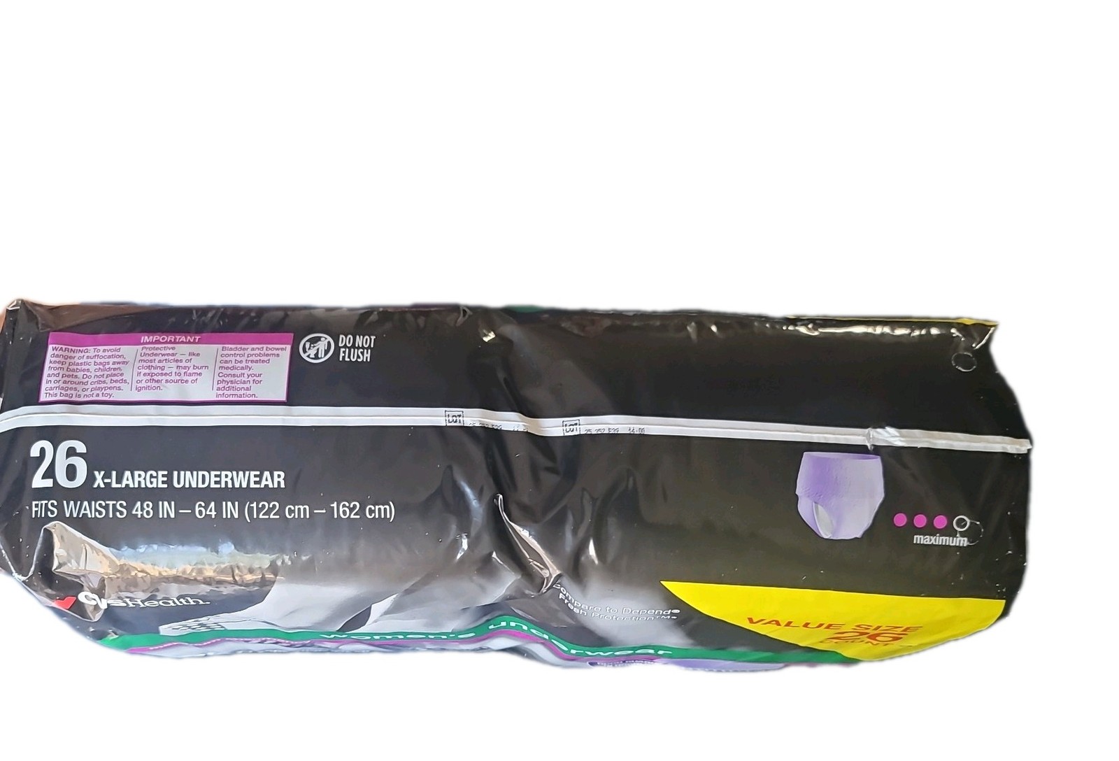 CVS Health Women’s Underwear X-Large 48″- 64″ Waist Maximum Absorbency 26 count
