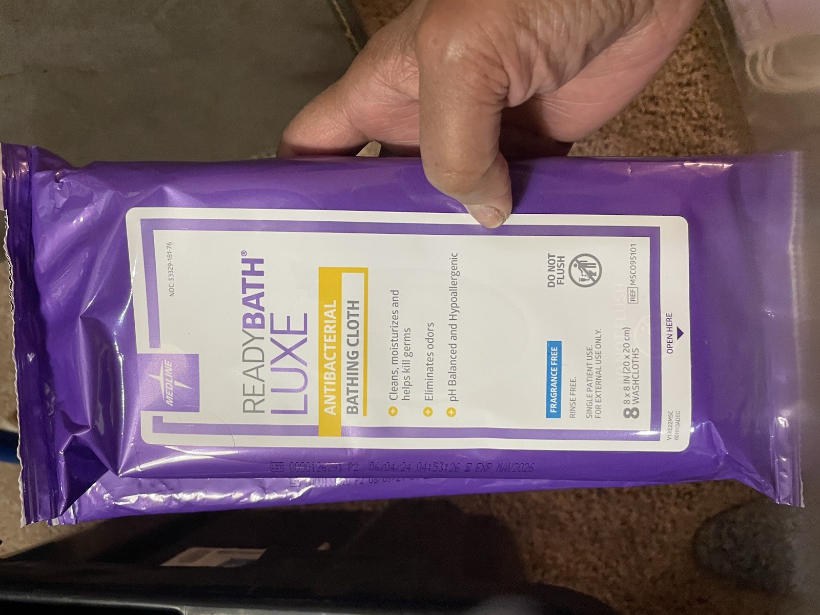 Medline Readyflush Jr Flushable Personal Cleansing Cloths 40 count 7X8 inch