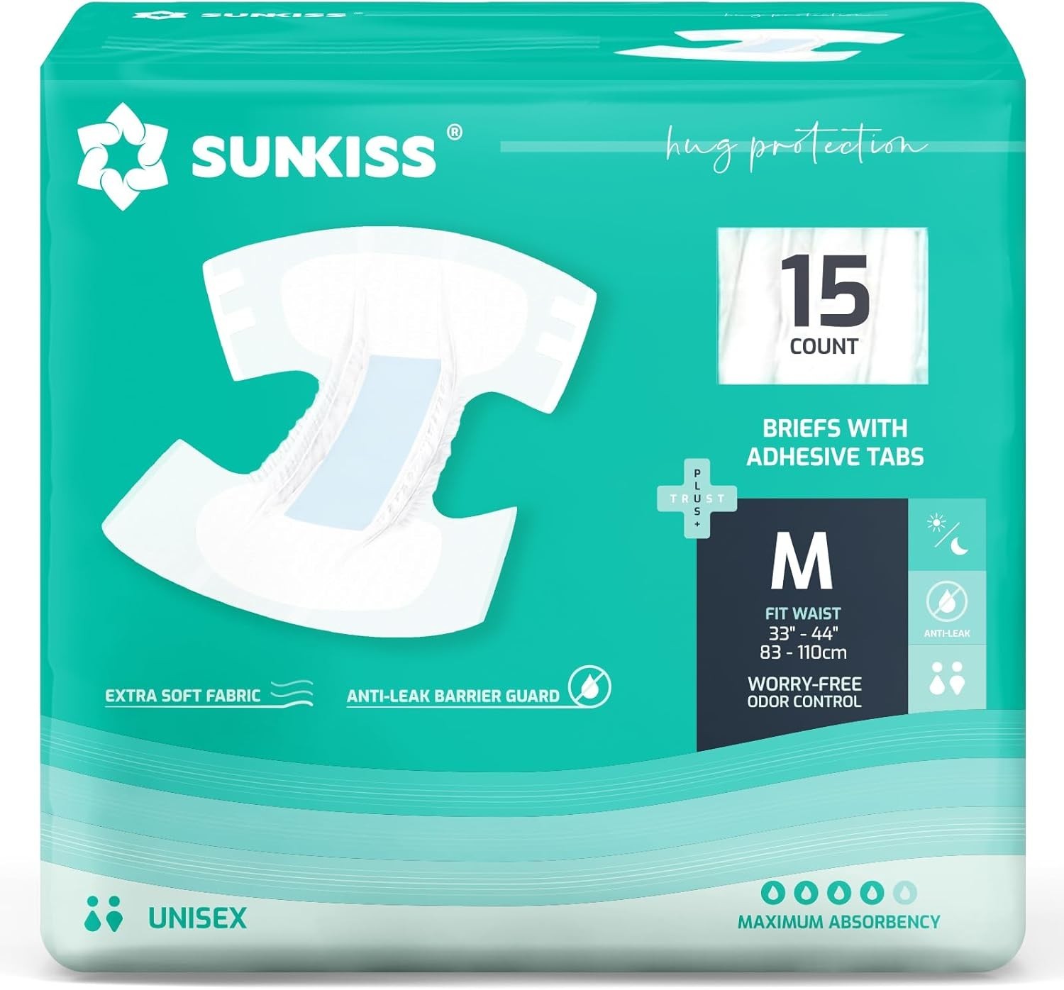 TrustPlus Adult Diapers with Maximum Absorbency, Unisex Disposable Incontinen…