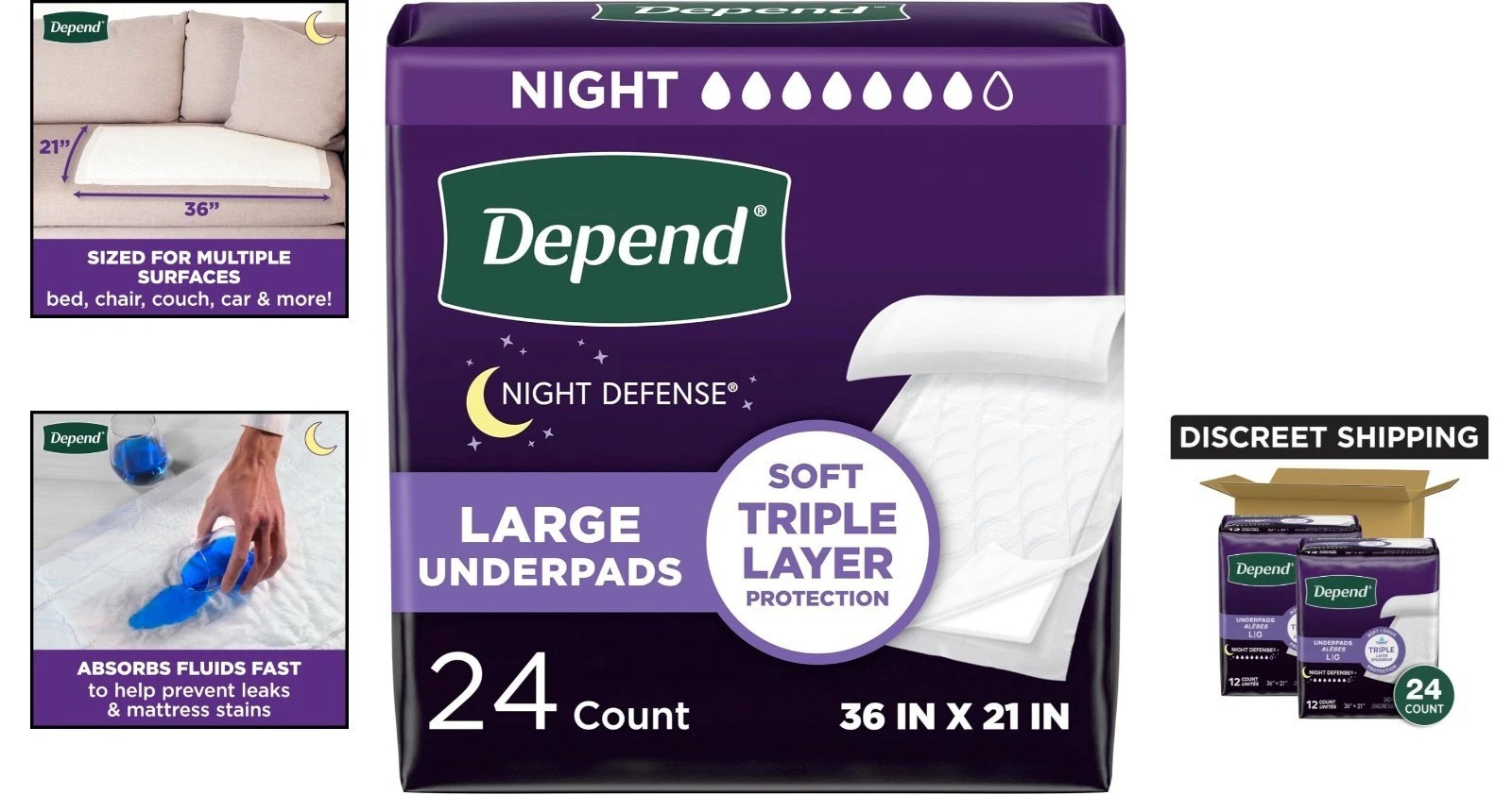 36″x21″ Depend Disposable Bed Pads – 24 Count for Comfortable Leak Protection