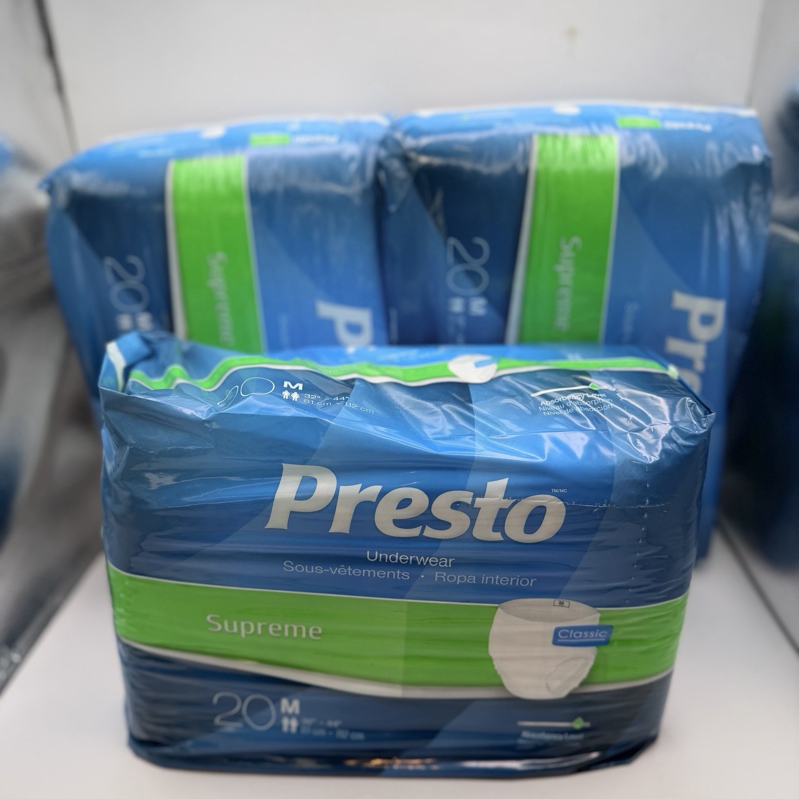 Presto Supreme Medium Moderate to Heavy Disposable Underwear 3PK Of 20 (60)