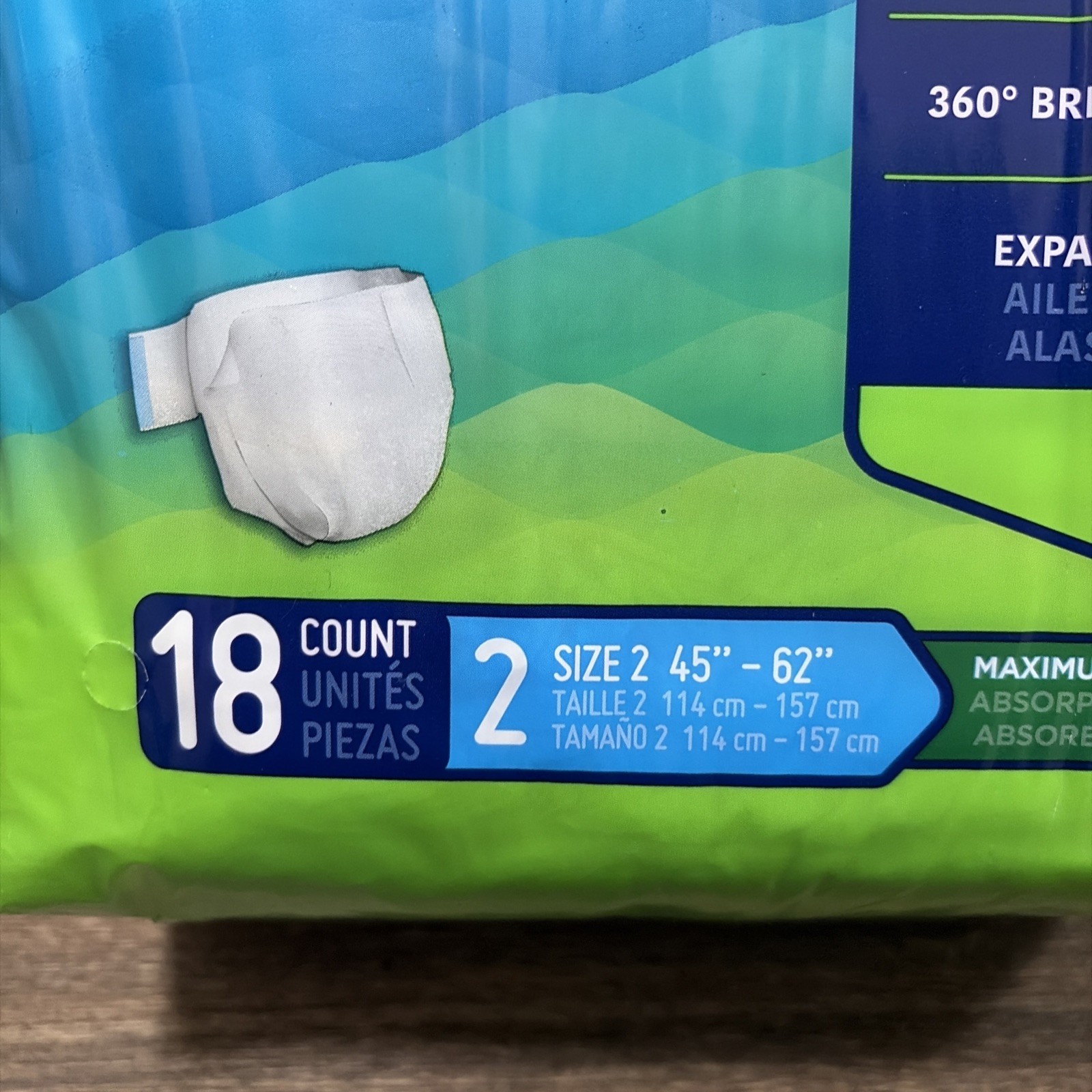 Prevail Per-Fit 360 Daily Brief Size 2, 45″-62″ – 18 Count, Max Plus Absorbency