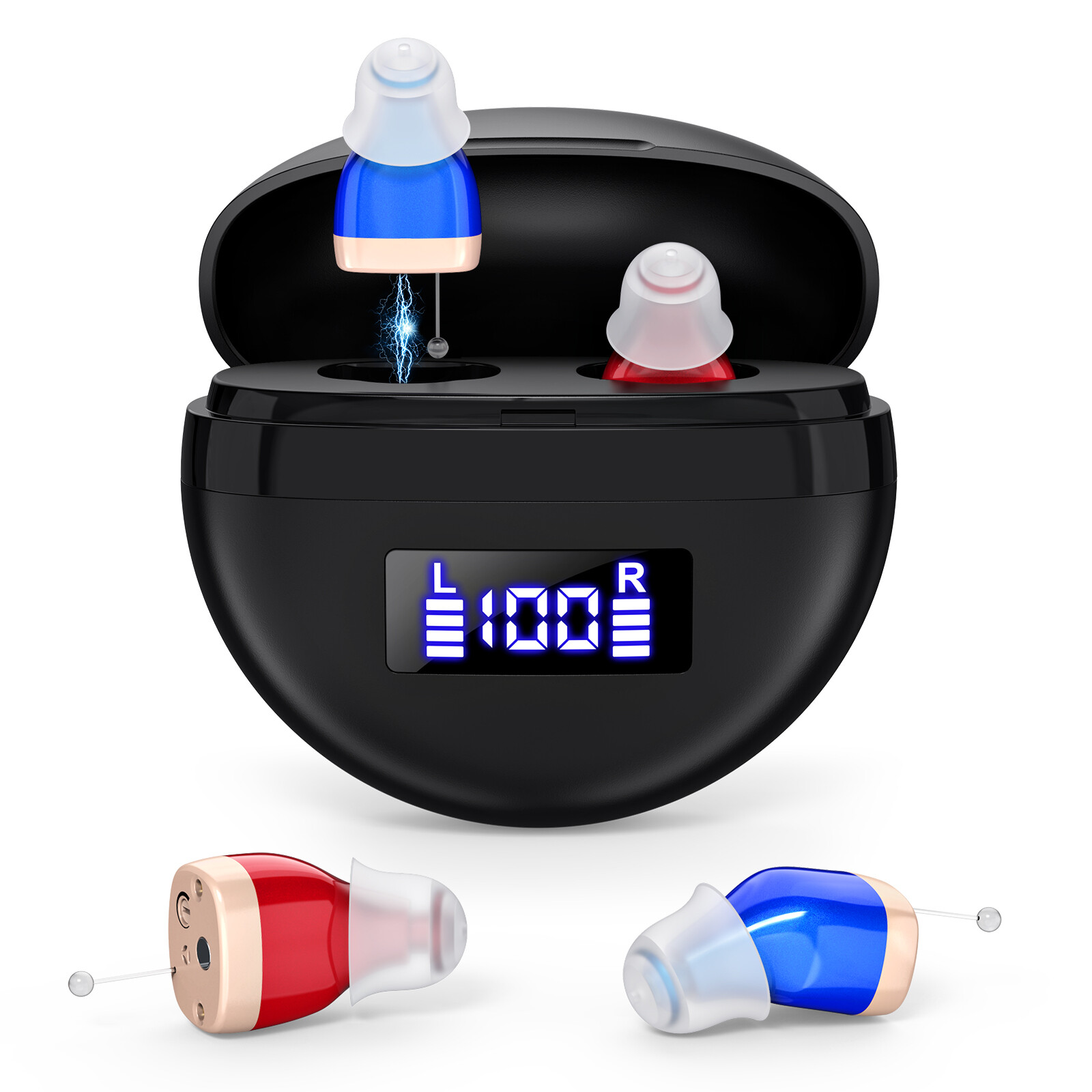 1 Pair Rechargeable Digital Hearing Aids In-Ear Invisible Sound Voice Amplifie