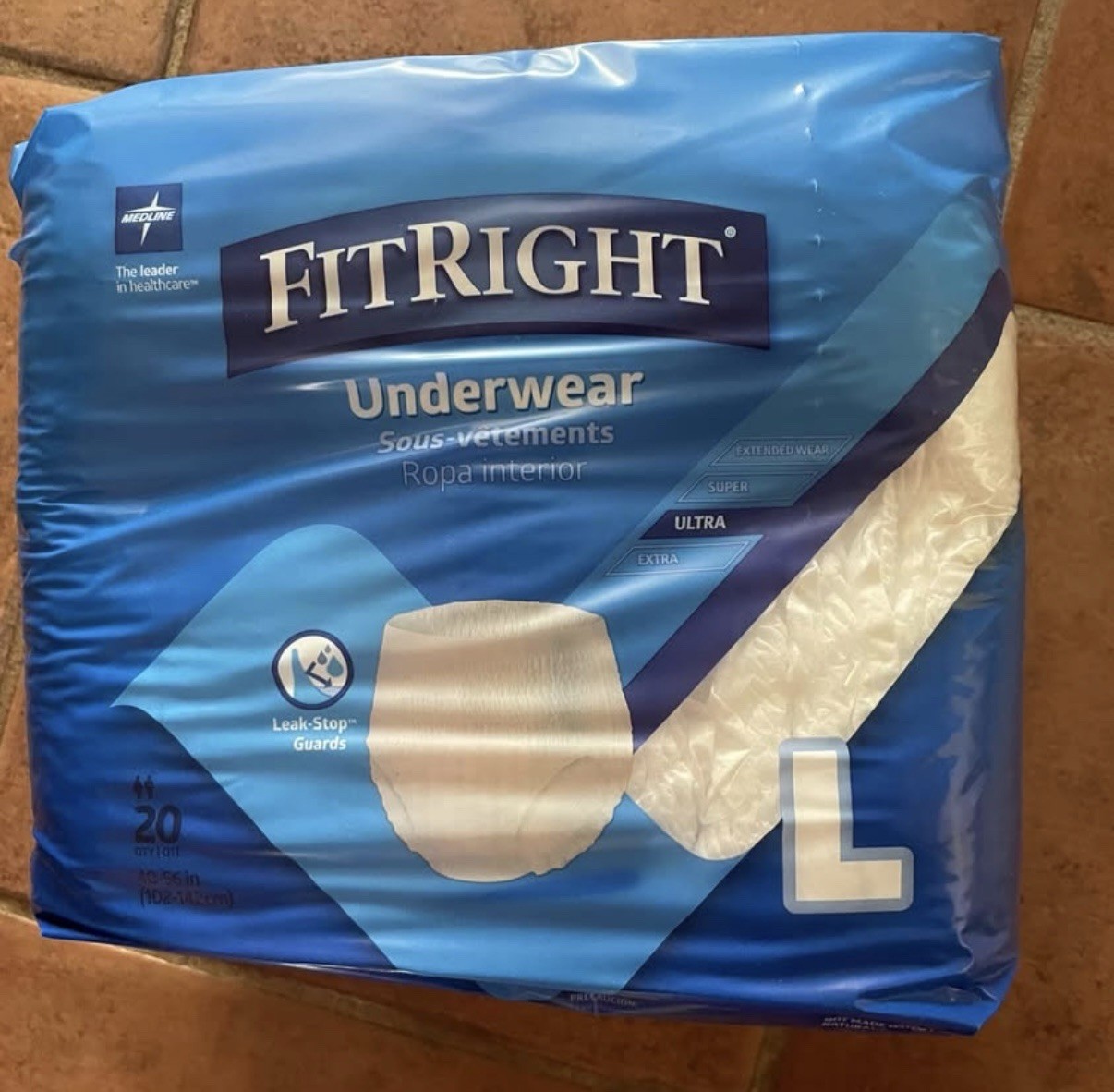 4 Packages of 20- 80 Total FitRight Large Adult Disposable Underwear Diaper NEW