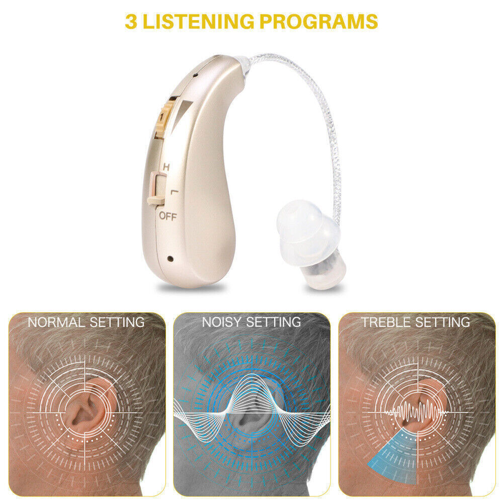 Digital Rechargeable Hearing Aid Adjustable Sound Voice Amplifier Behind Ear