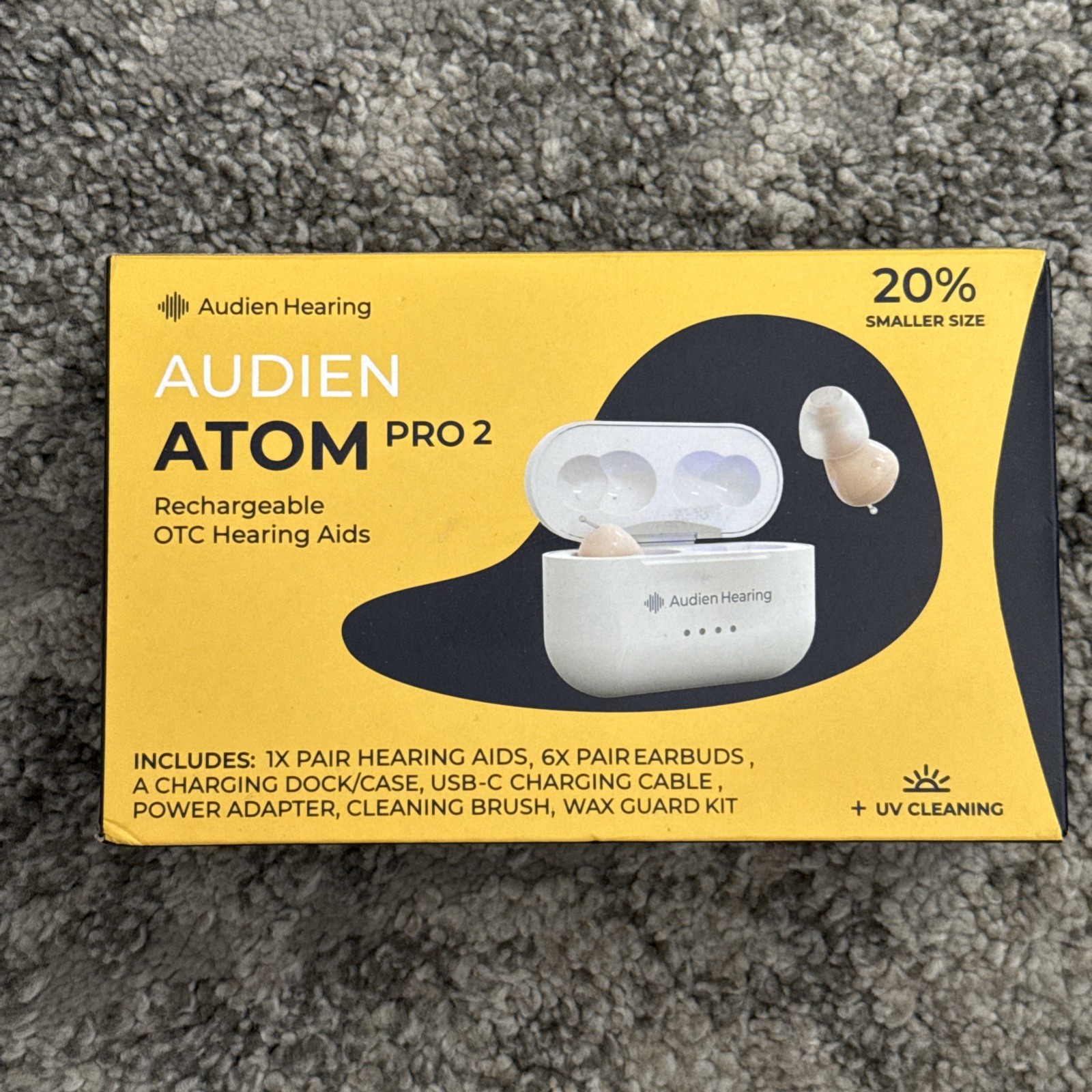 Audien ATOM PRO 2 Wireless Rechargeable OTC Hearing Aids 20% Smaller