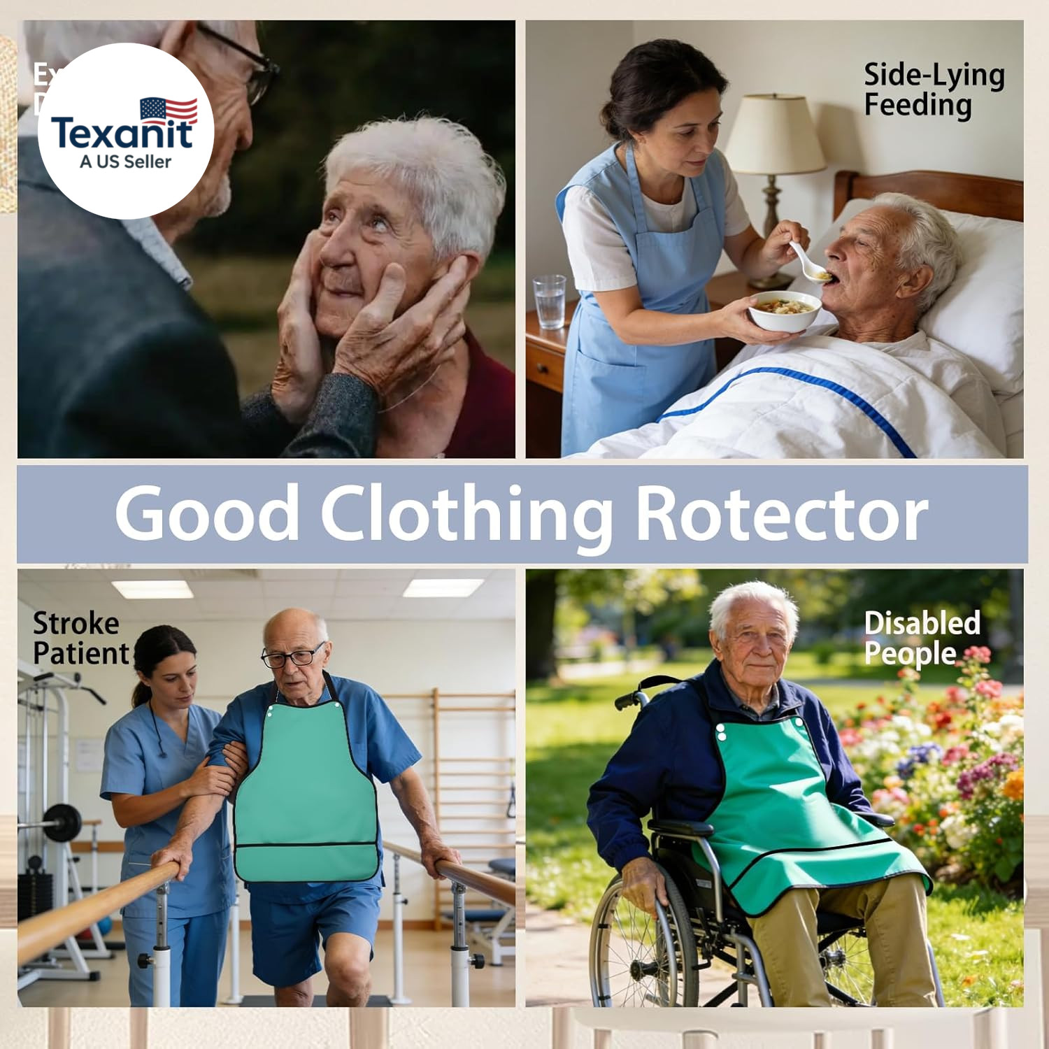 Adult Bibs, 3 Pcs Adjustable Adult Bibs for Men/Women/Elderly Seniors, Waterproo