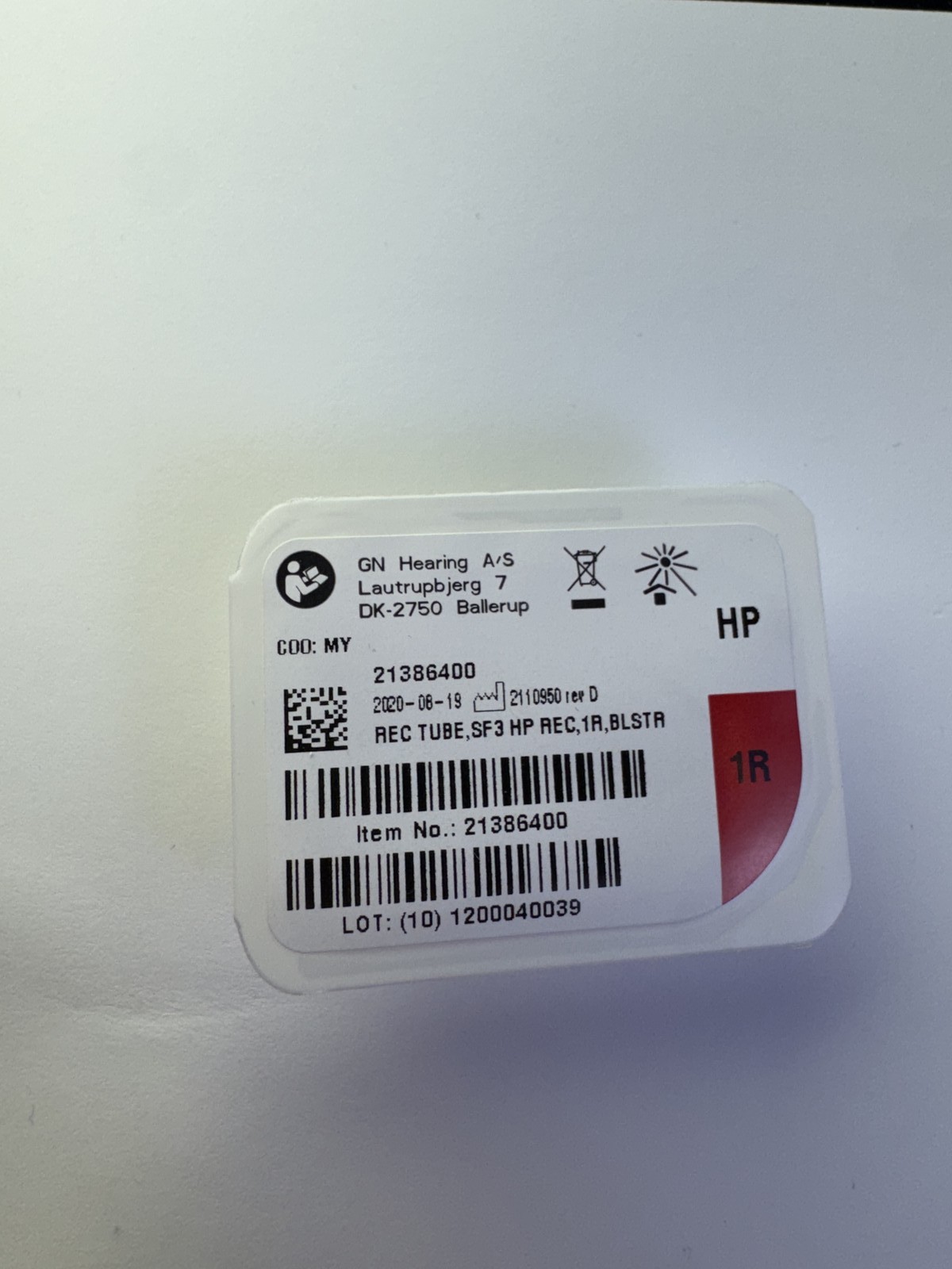 GN ReSound Hearing Aid Receiver SureFit 3 HP High Power Right Side Size 1 Jabra