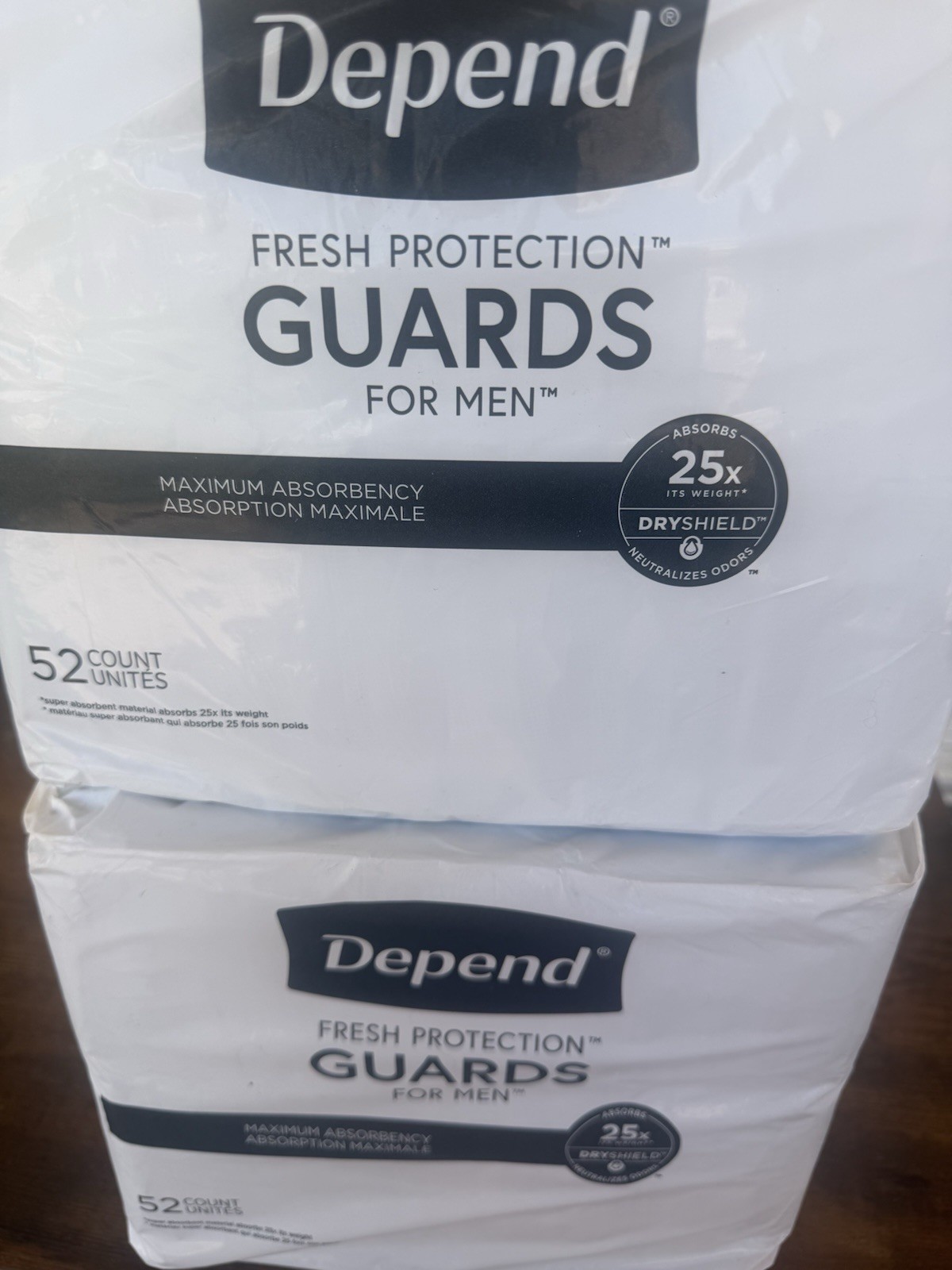 Depend Incontinence Guards Bladder Control Pads Men 25x Absorb Maximum, 52ct