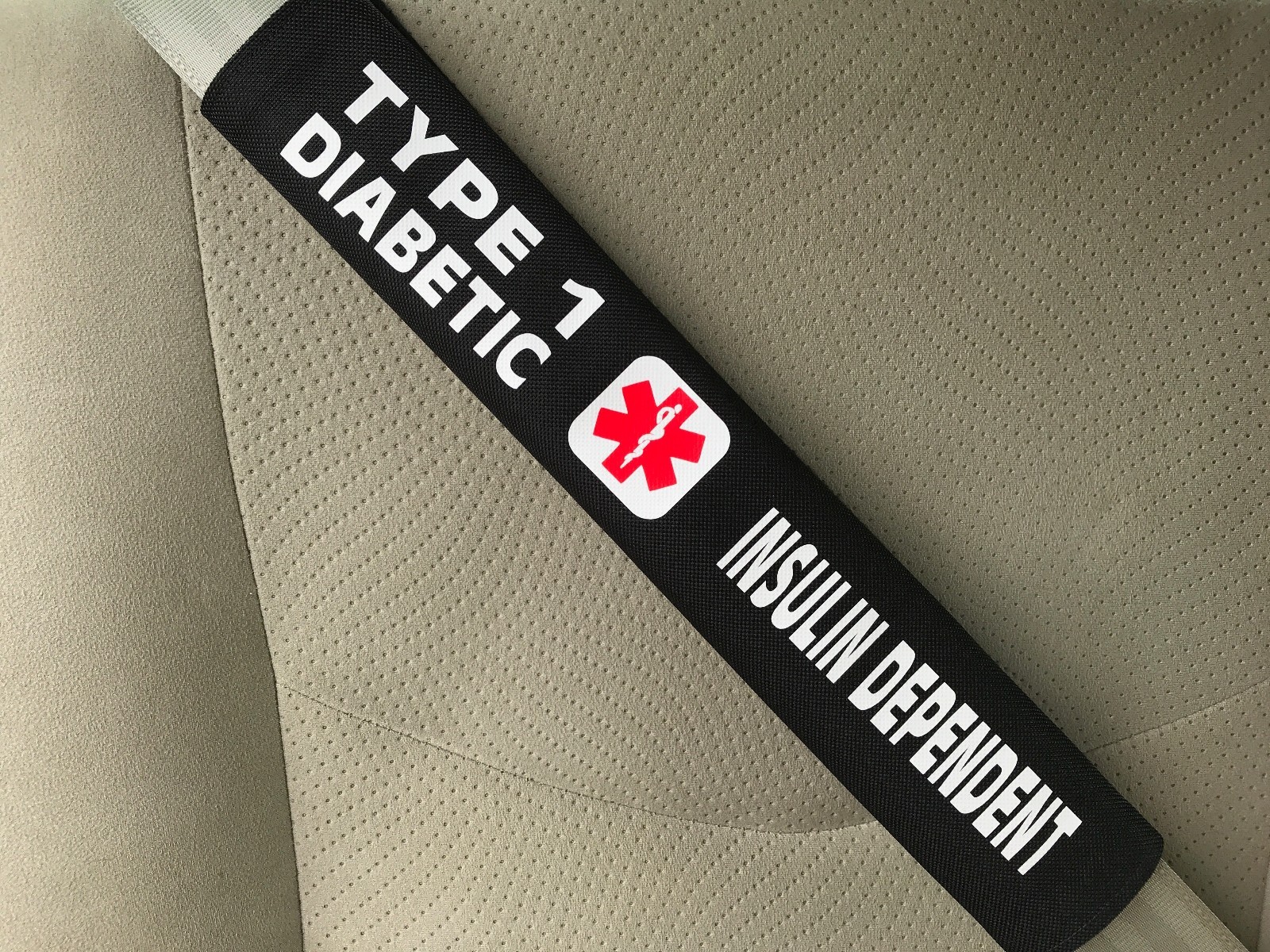 Type 1 Diabetes TID Medical Alert Seat Belt Safety Cover ICE Alert