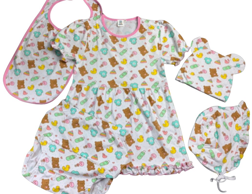 Adult snap crotch shorts Baby Things print