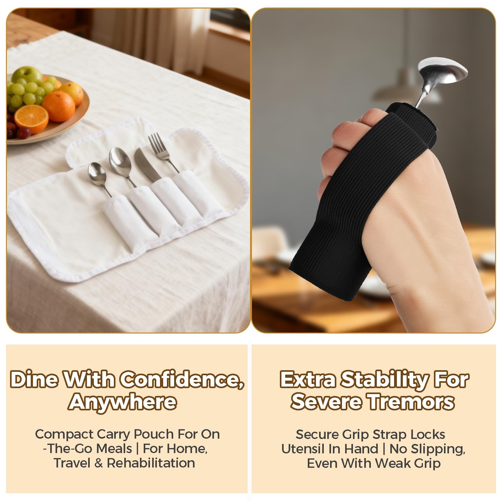 9 Pcs Bendable Adaptive Utensils Set for Parkinson’s & Arthritis Elderly, Lig…