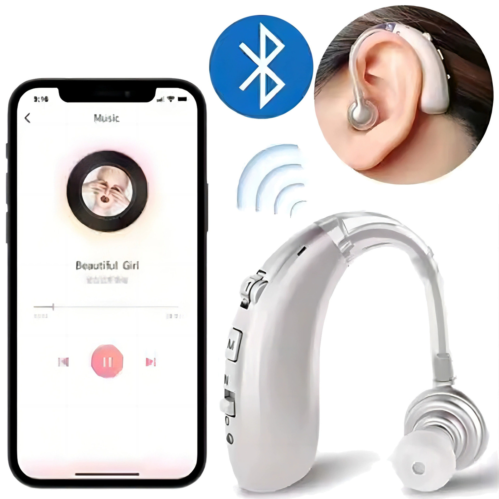 Rechargeable Bluetooth Digital Hearing Aid Listen Sound Amplifier Earing Aids