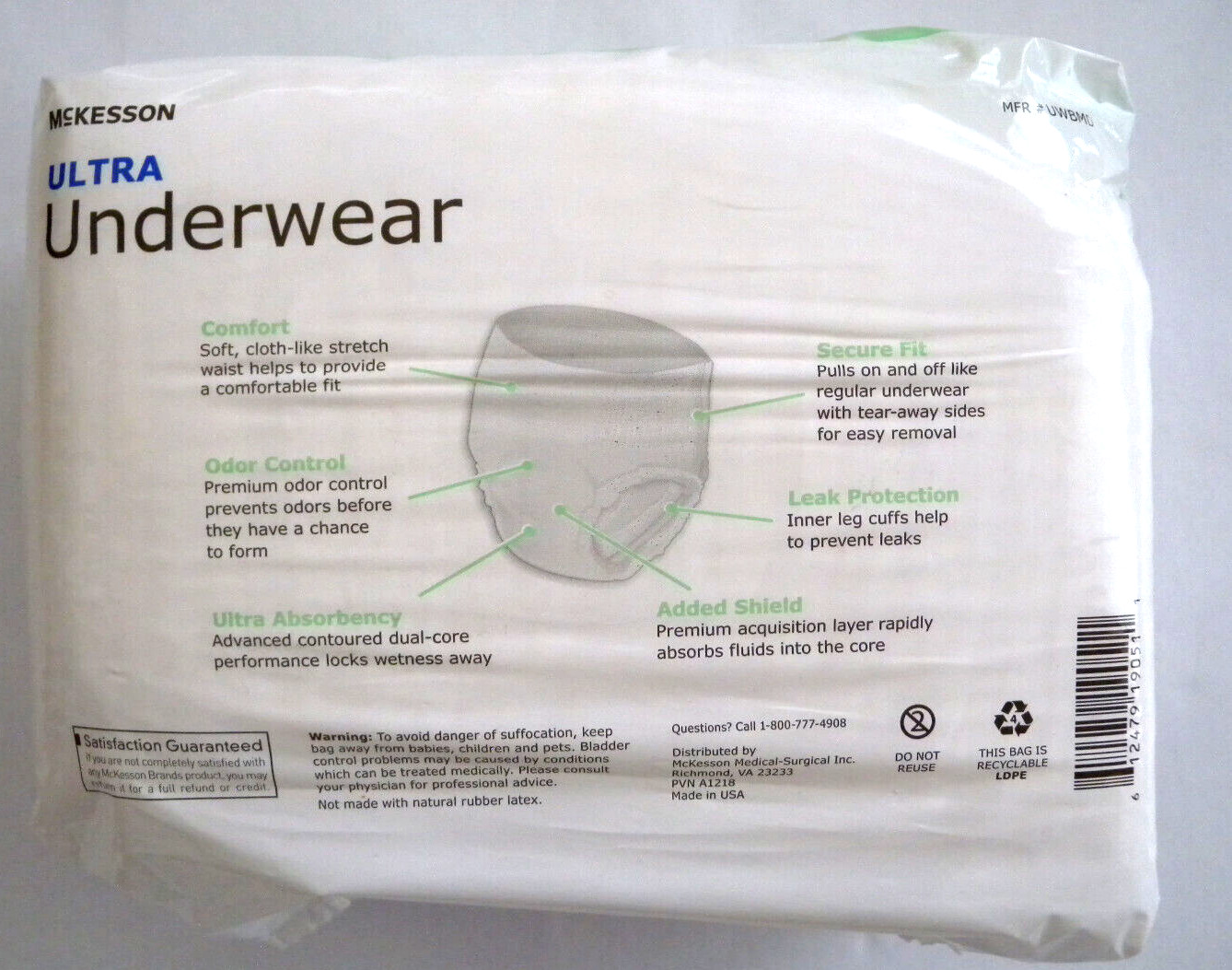 McKesson Adult Disposable Pull On Up Underwear Diapers M Heavy Absorbency 20 Ct