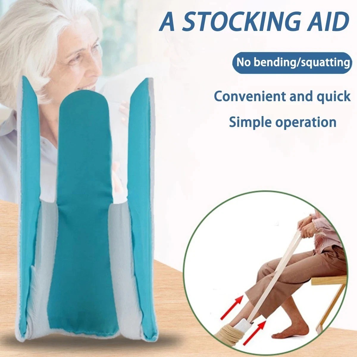 Sock Aid Dressing Helper Tool for Putting on Socks Foot Assist Disability